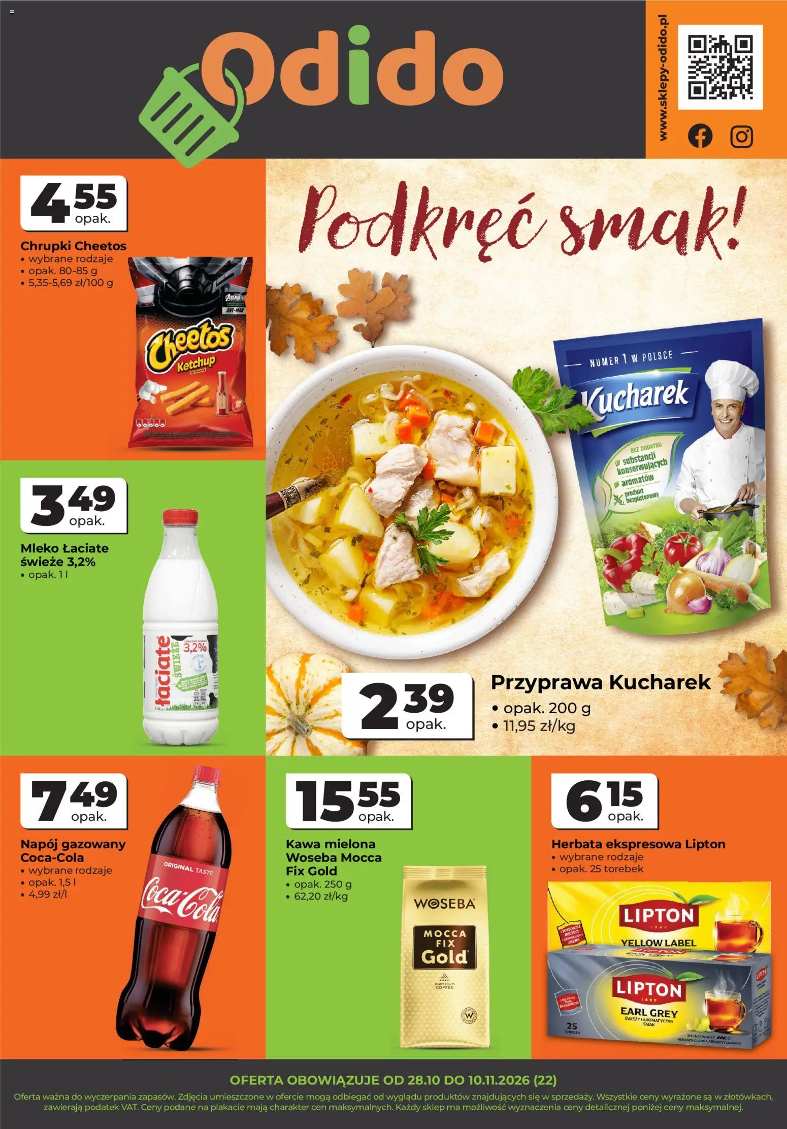 Pogląd gazetki "Odido gazetka - Wybrane produkty" ze sklepu Odido ważnej od 28.10.2026 - Kawa, Herbata, Mleko, Ketchup, Chrupki, Earl Grey, Kawa mielona
