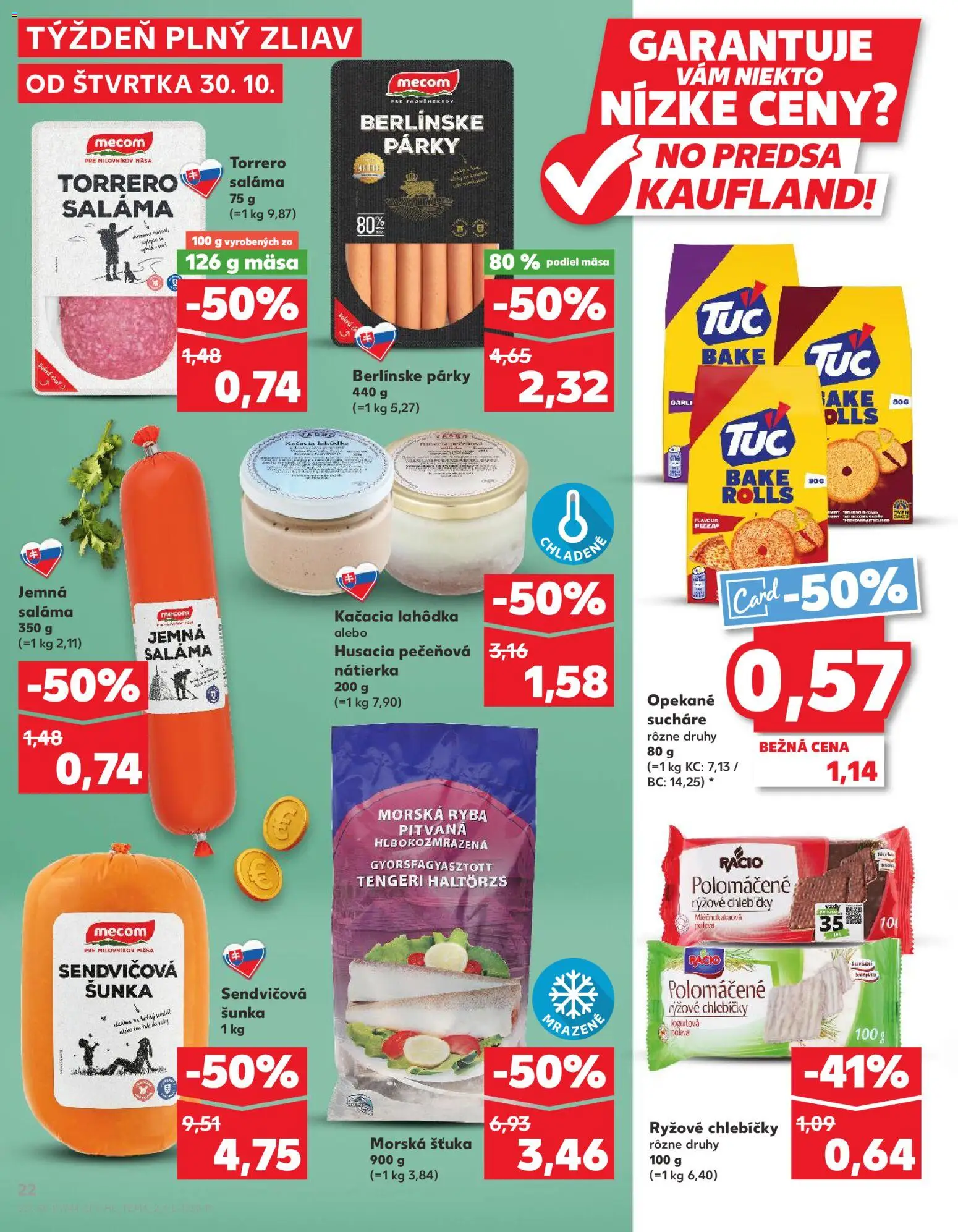 Náhľad Kaufland letáku platného od 30.10.2025 - Ryba, Šunka, Párky, Nátierka, Saláma