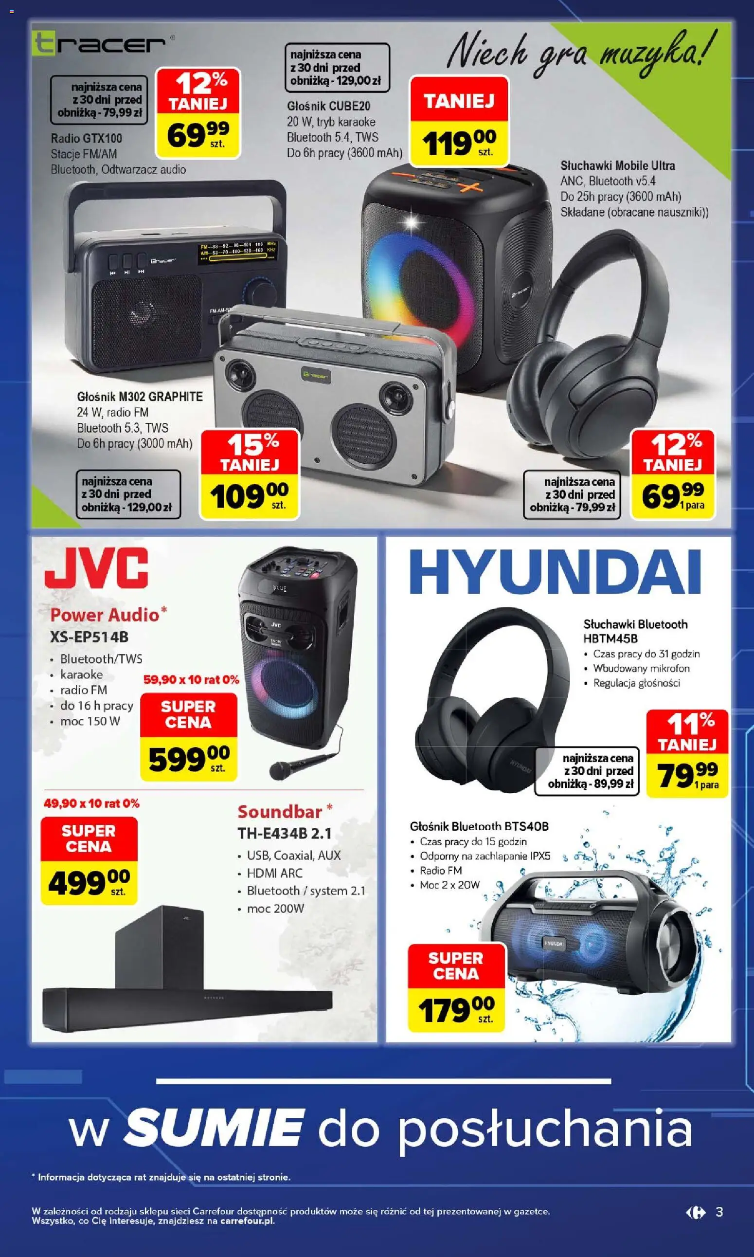 Pogląd gazetki "Carrefour gazetka - Multimedia dla każdego" ze sklepu Carrefour ważnej od 21.09.2026 - Gra, Radio, Głośnik bluetooth, Soundbar, Mikrofon, Głośnik, Słuchawki Bluetooth, Audio