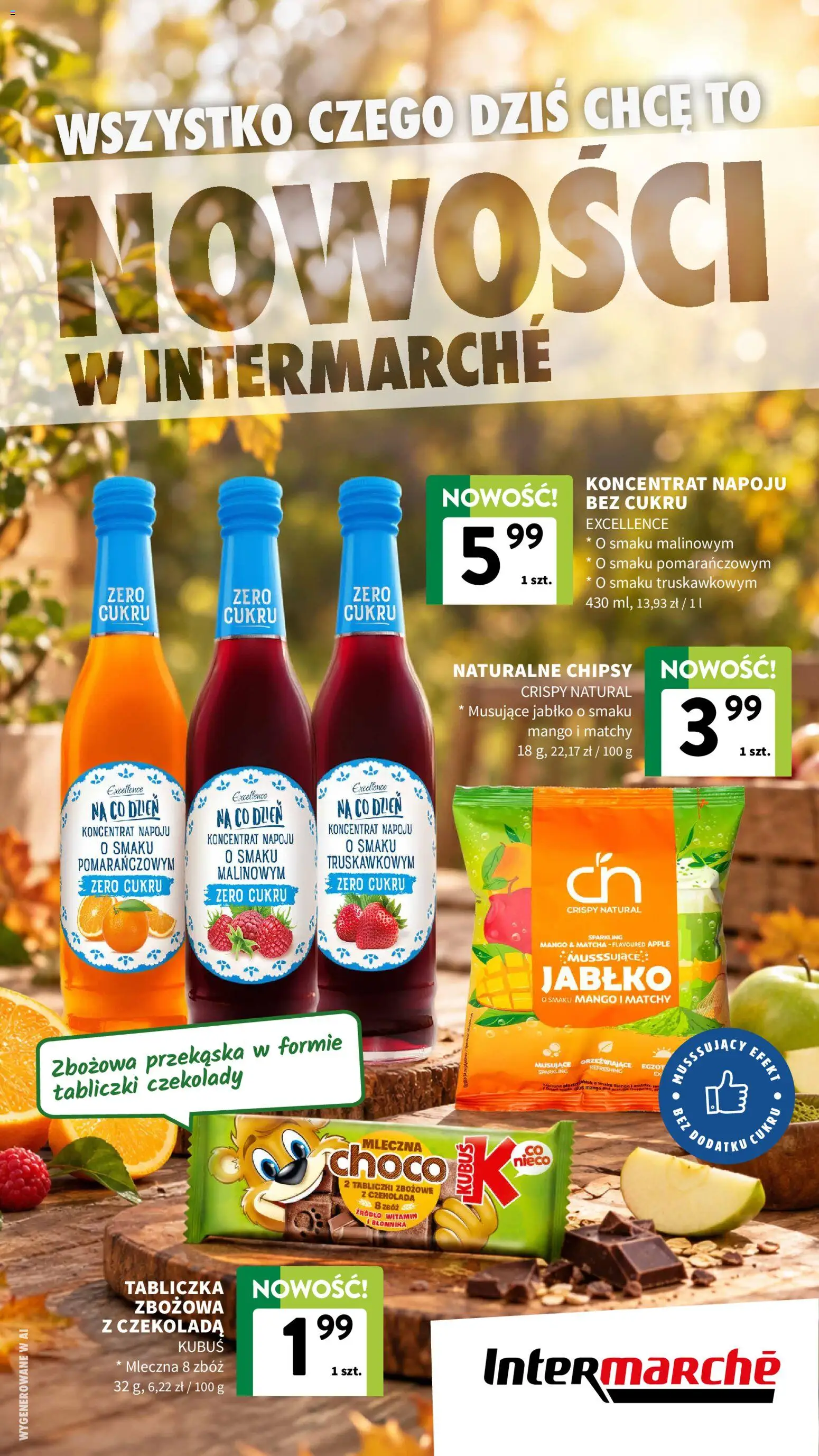 Pogląd gazetki "Intermarche gazetka - Nowości" ze sklepu Intermarche ważnej od 14.10.2026 - Mango, Matcha, Czekolady, Czekolada, Chipsy, Kubuś