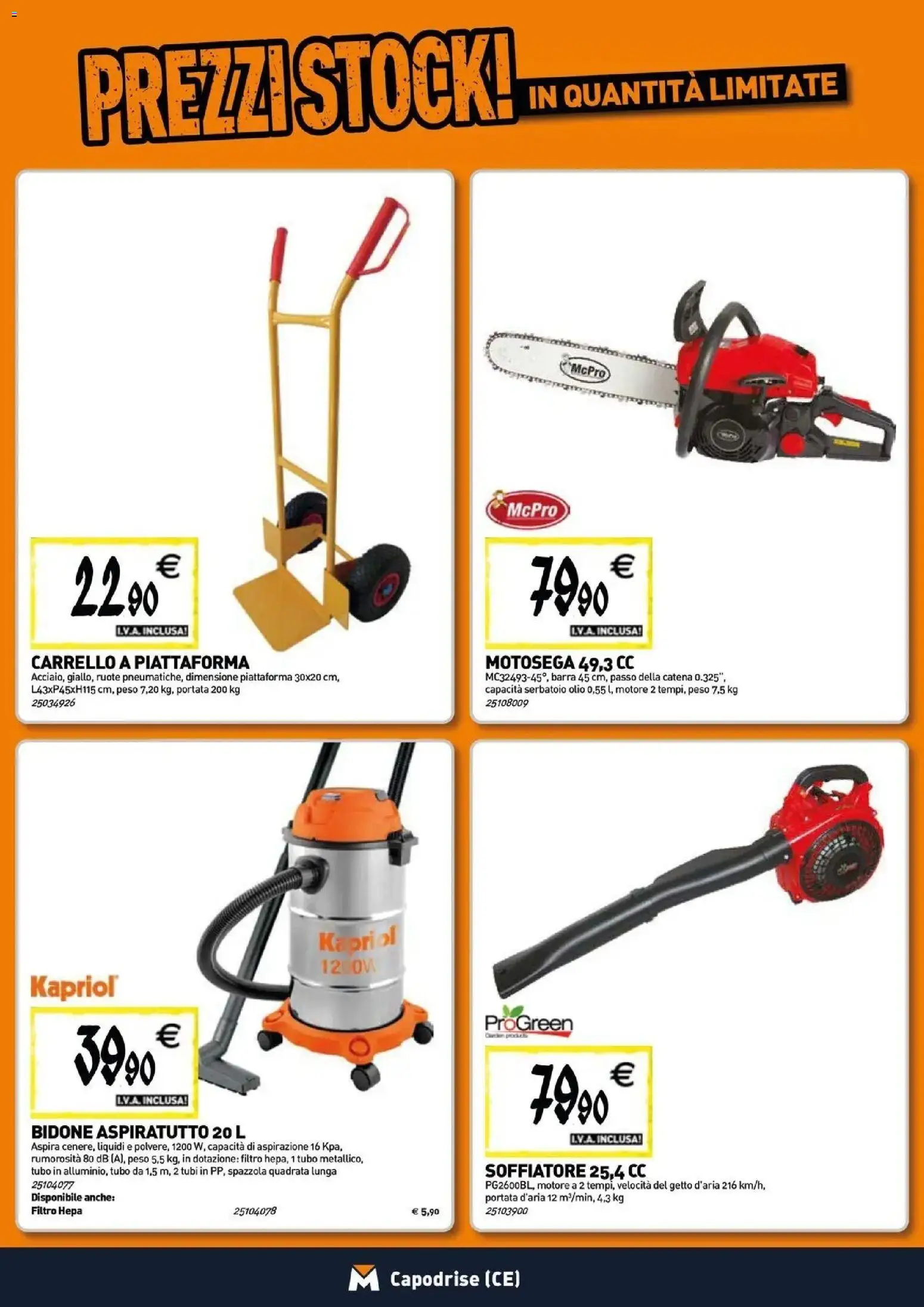 Anteprima dell'opuscolo TECNOMAT catalogo Capodrise dal negozio TECNOMAT valido da 29/10/2026 - Olio, Tubi, Motosega, Carrello, Spazzola, Tubo, Filtro HEPA