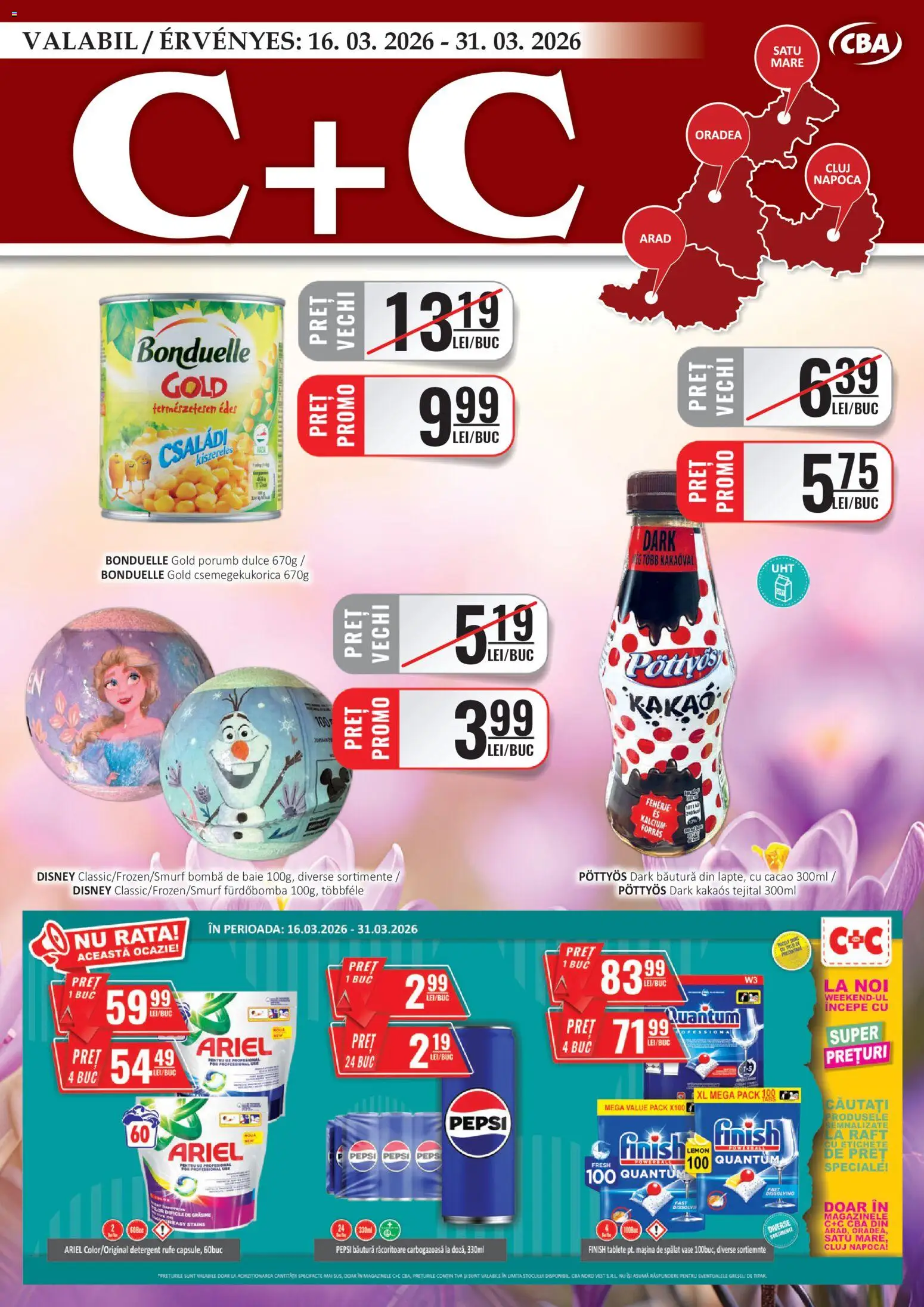 Previzualizarea de cataloage: CBA CBA Catalog C+C valabil de la 16.03.2026 - Mașină De Spălat, Disney, Mașină De Spălat Vase, Porumb, Detergent Rufe, Raft, Rață, Cacao