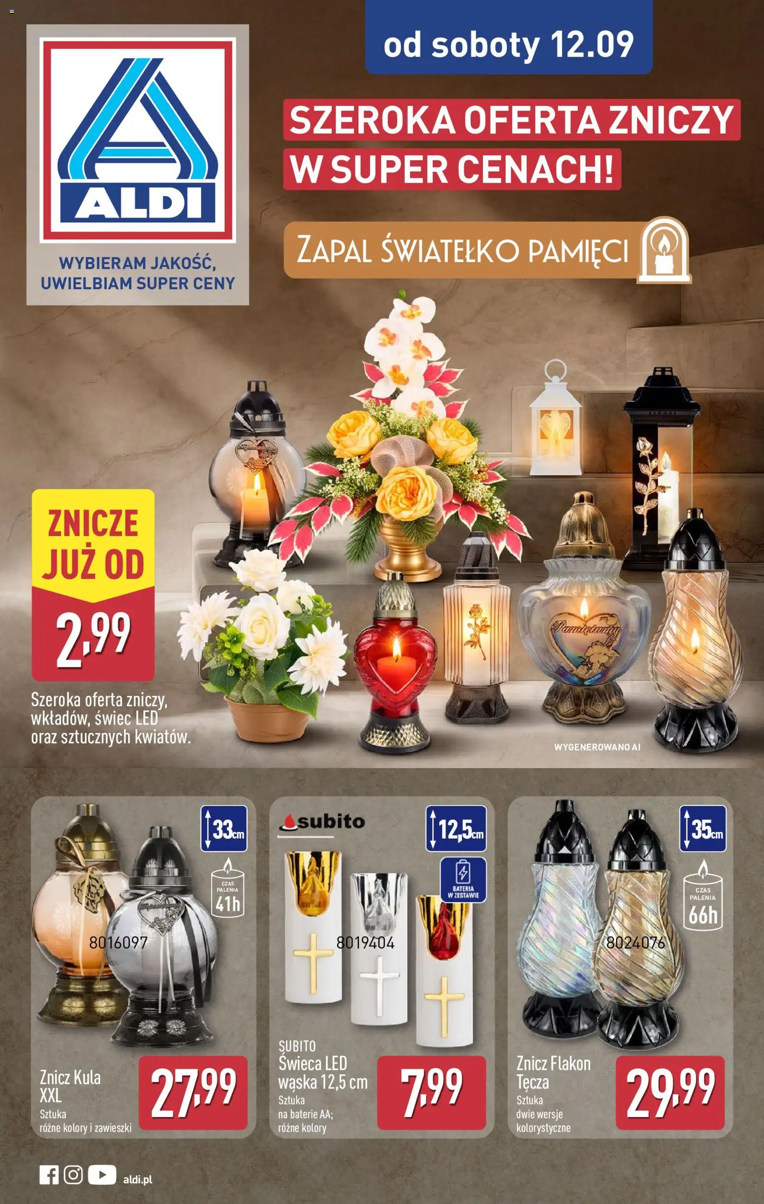 Náhled nabídky: Aldi Polsko Aldi Polsko leták - Znicze i stroiki platný od 12.09.2026