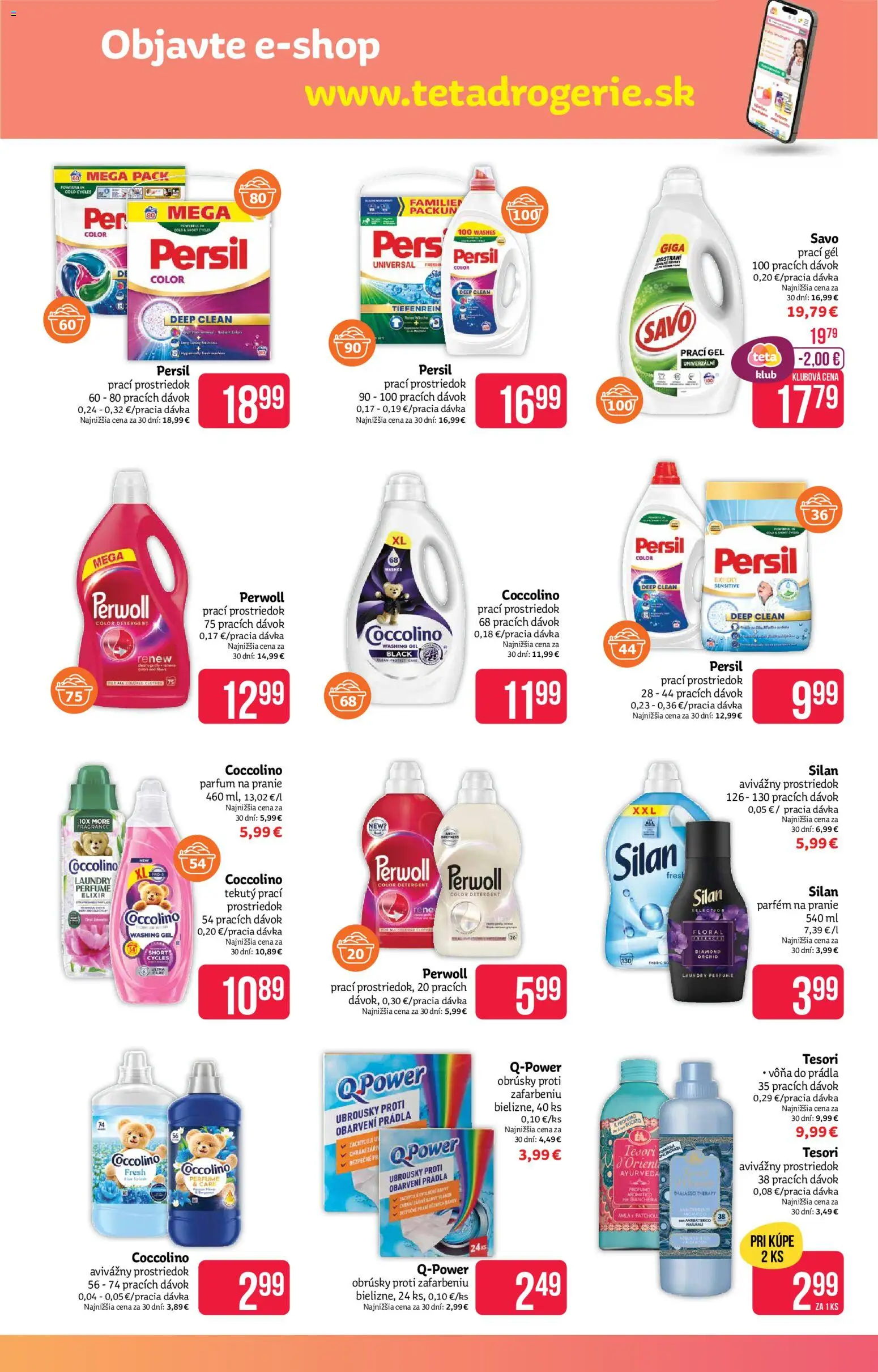 Náhľad Teta drogerie letáku platného od 26.10.2026 - Parfém, Savo, Persil, Perwoll, Coccolino, Silan, Prací gél