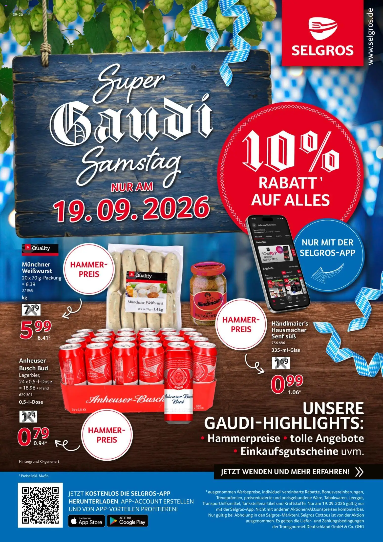 Vorschau von dem Prospekt des Geschäftes Selgros, gültig ab dem 19.09.2026 - Bier, Weißwurst