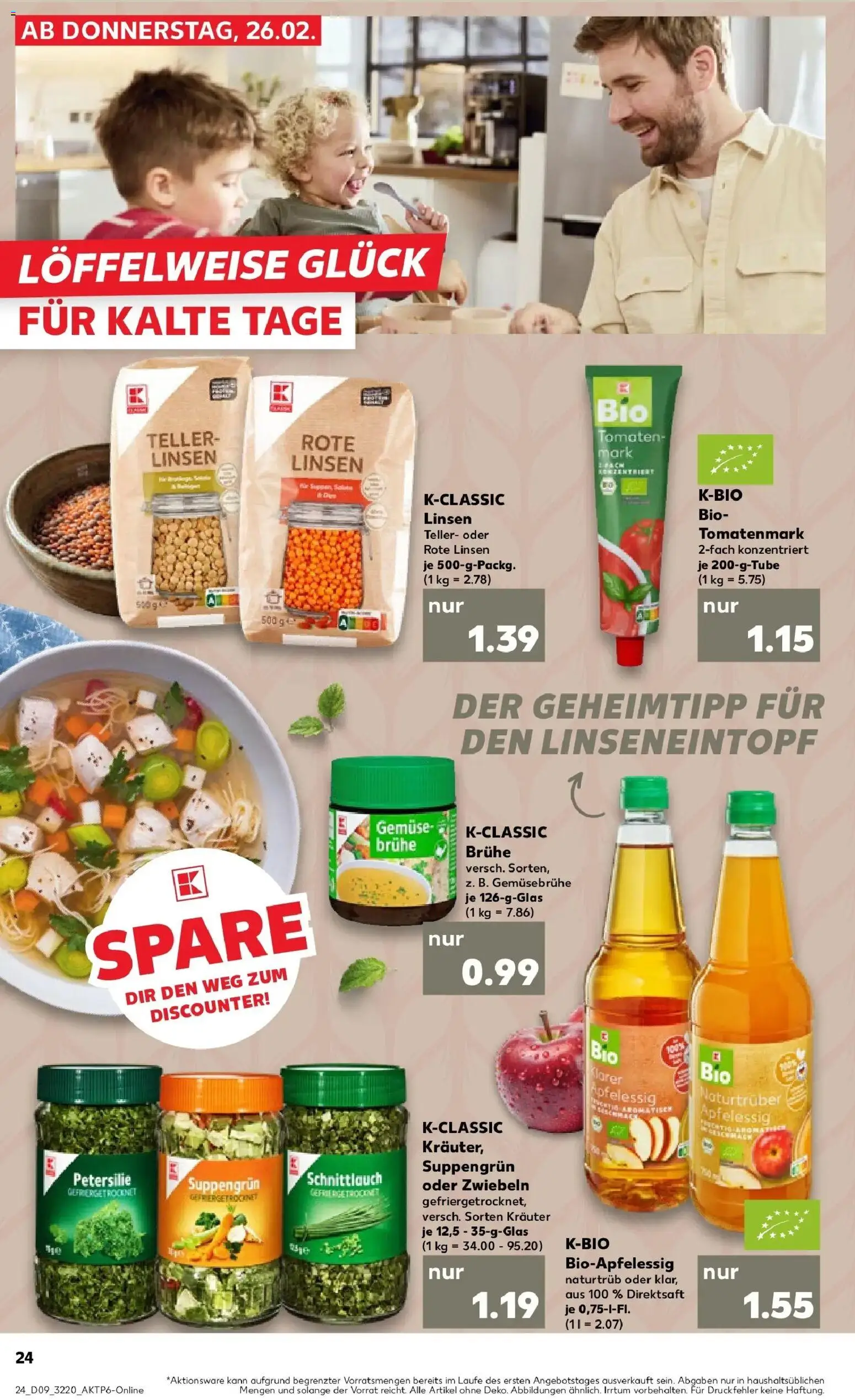 Vorschau von dem Prospekt des Geschäftes Kaufland, gültig ab dem 26.02.2026 - Gemüse, Petersilie, Zwiebeln, Brühe