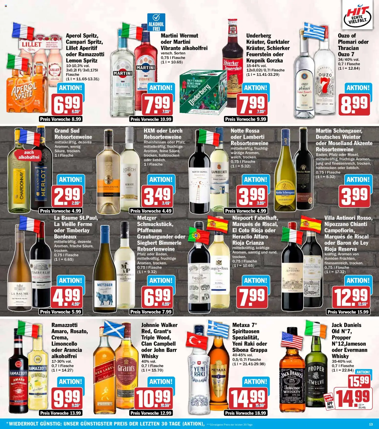 Vorschau von dem Prospekt des Geschäftes HIT, gültig ab dem 19.10.2026 - Limoncello, Ramazzotti, Ouzo, Whiskey, Metaxa, Underberg, Merlot, Grand sud