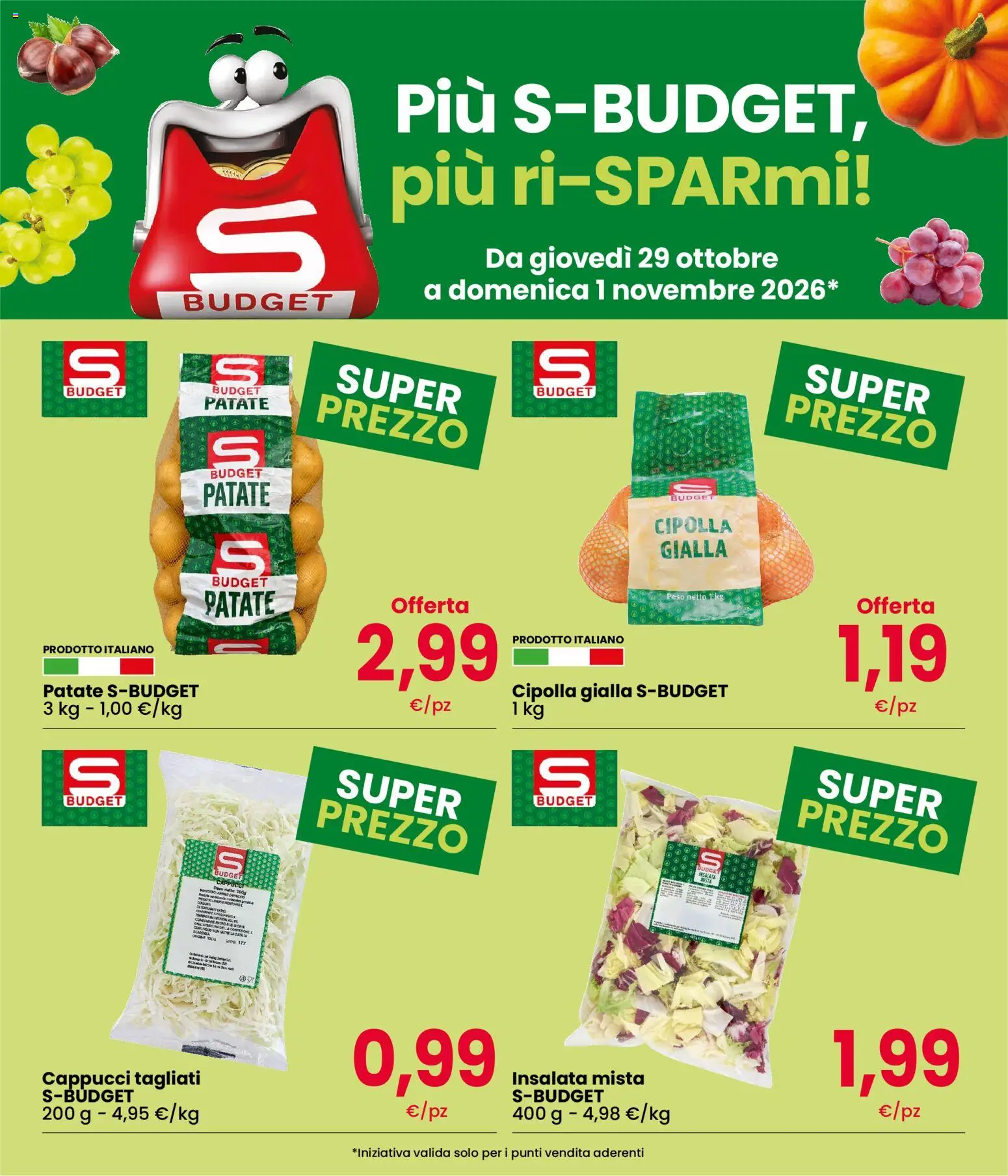 Anteprima dell'opuscolo Despar volantino Weekend dal negozio Despar valido da 29/10/2026 - Insalata, Cipolla, Patate