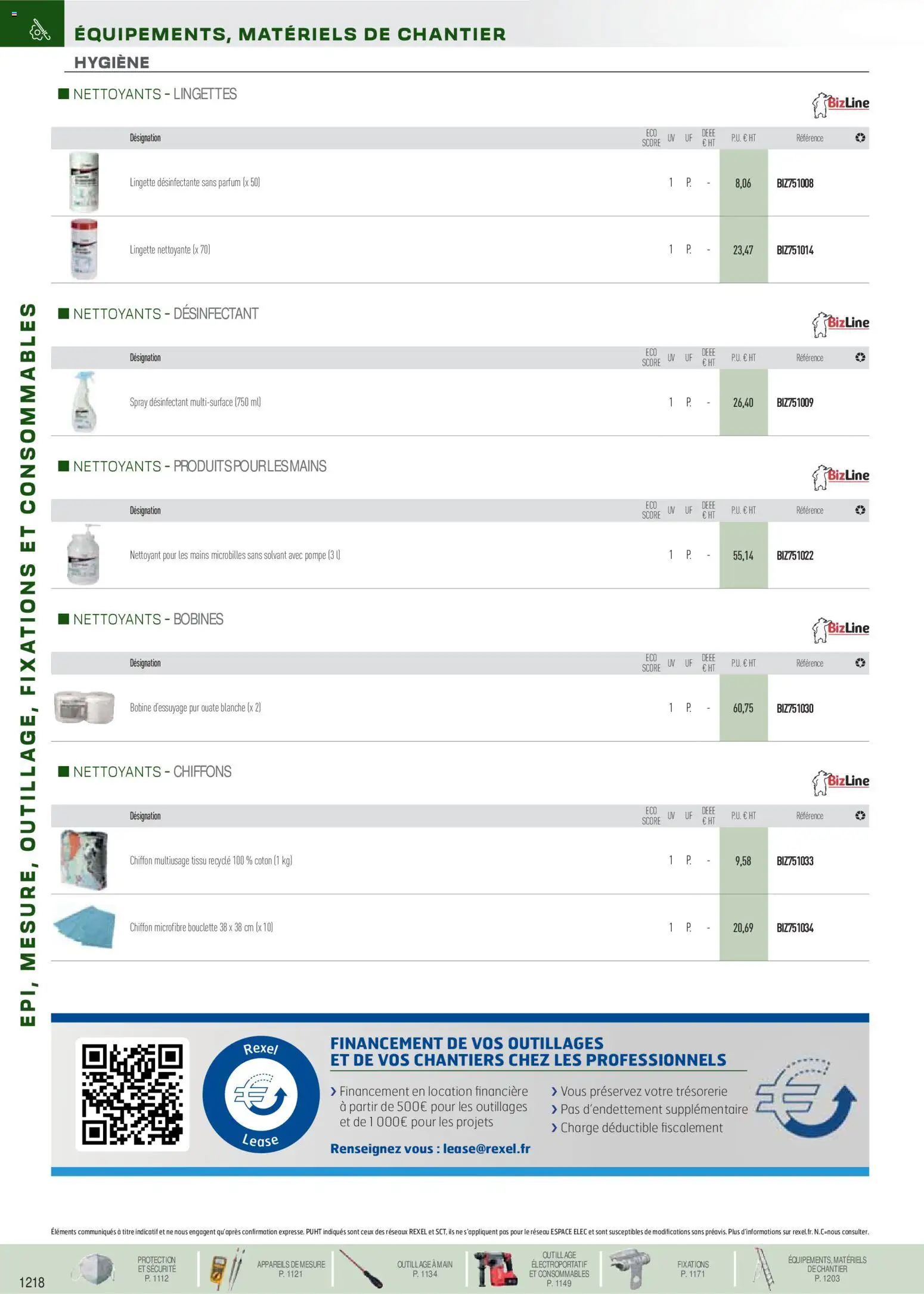 Prévisualisation de Brochure EPI, mesure, outillage, fixations et consommables du magasin Rexel formulaire valide 18/11/2025 - Parfum, Coton, Hygiène, Chiffons, Solvant, Spray désinfectant, Lingette nettoyante