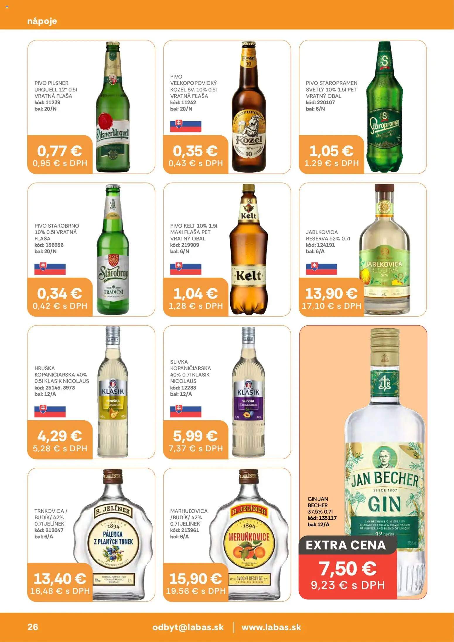 Náhľad Labaš letáku platného od 23.10.2026 - Pivo, Gin, Staropramen, Kelt, Nápoje, Destilát
