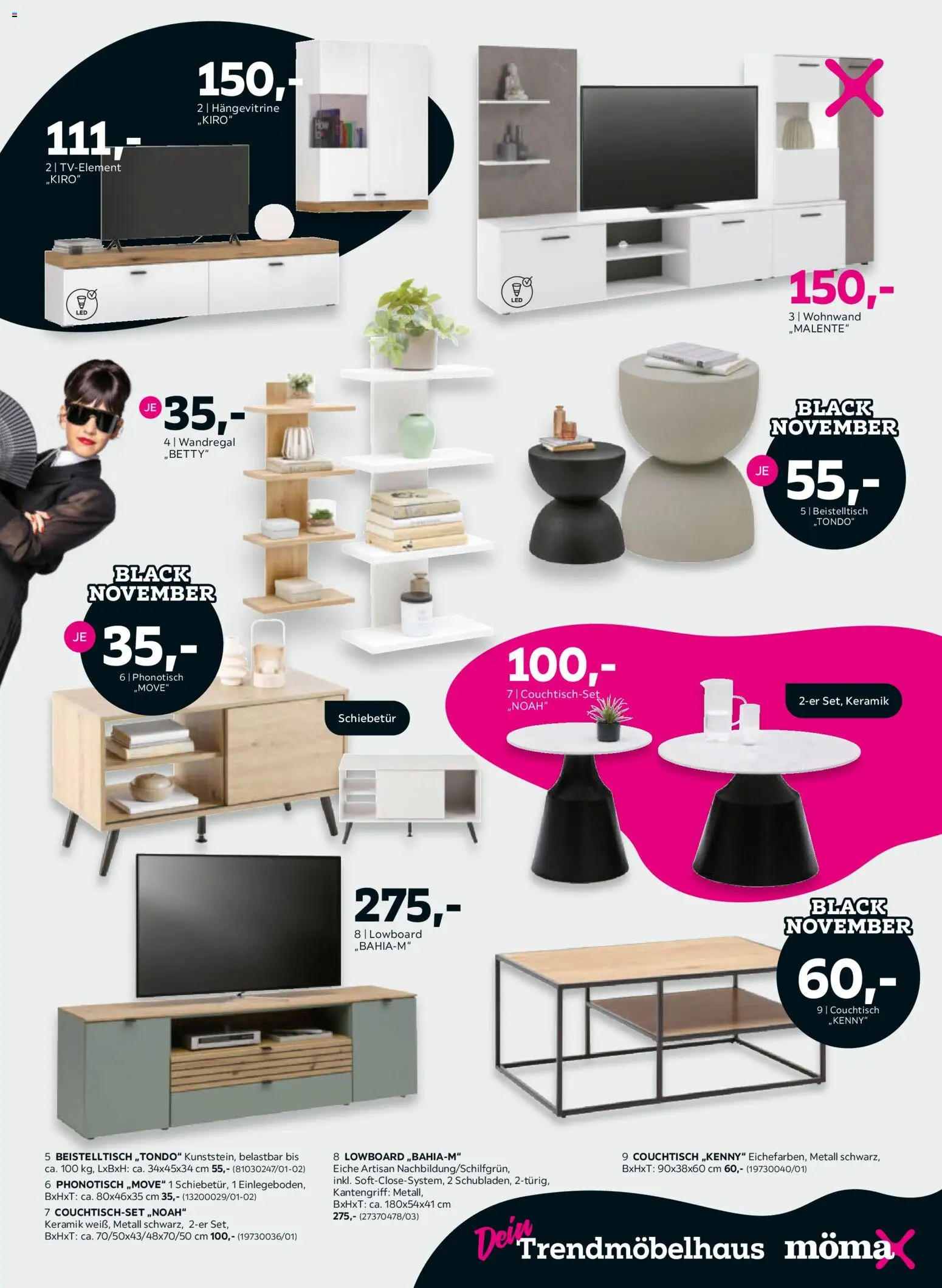 Vorschau von dem Prospekt des Geschäftes Mömax, gültig ab dem 25.10.2026 - Couchtisch, Beistelltisch, Wandregal, Wohnwand, Lowboard, Hängevitrine