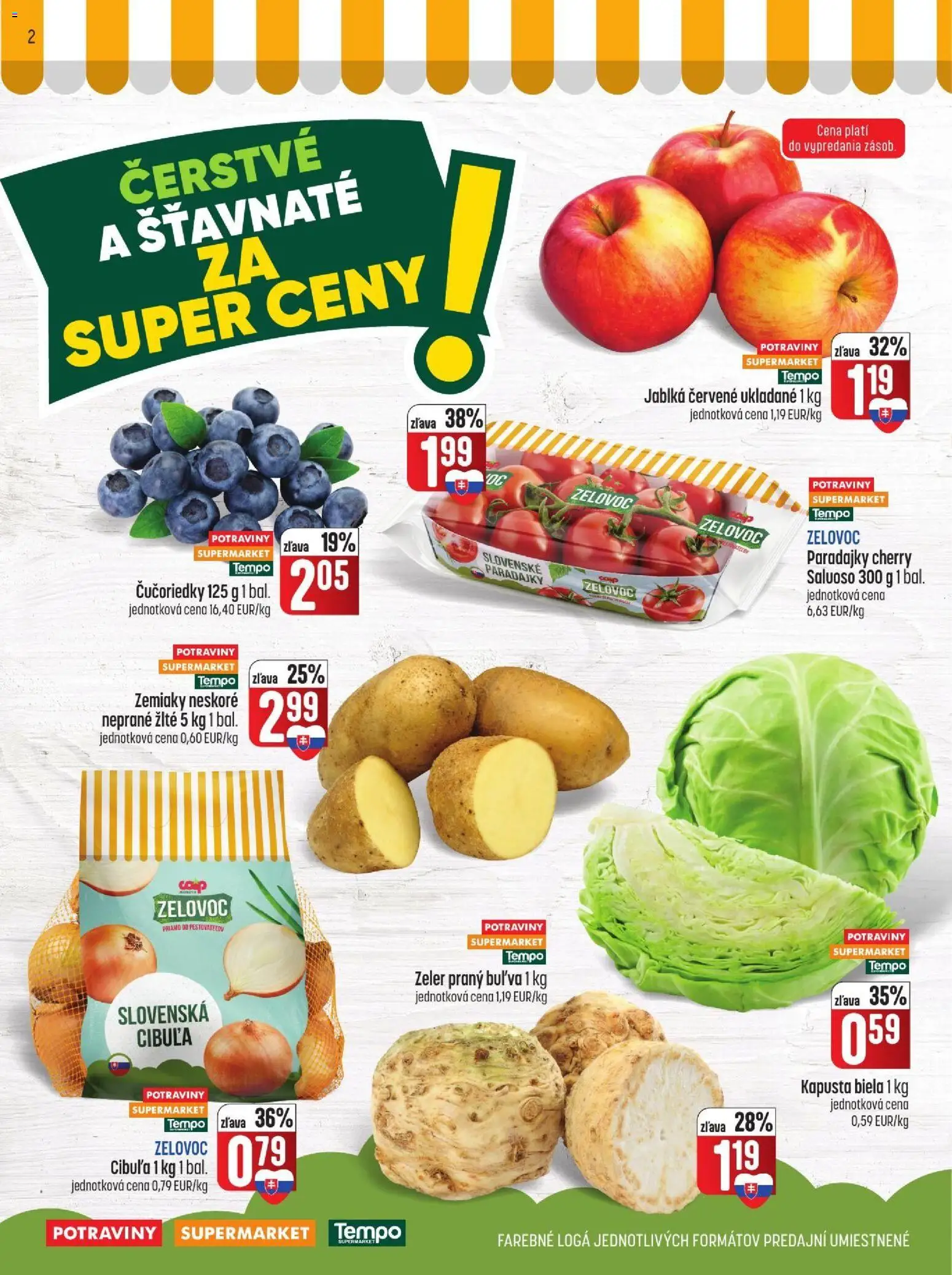 Náhľad COOP Jednota letáku platného od 29.10.2026 - Čučoriedky, Paradajky, Kapusta, Zemiaky, Cibuľa, Jablká, Cherry paradajky, Kapusta biela
