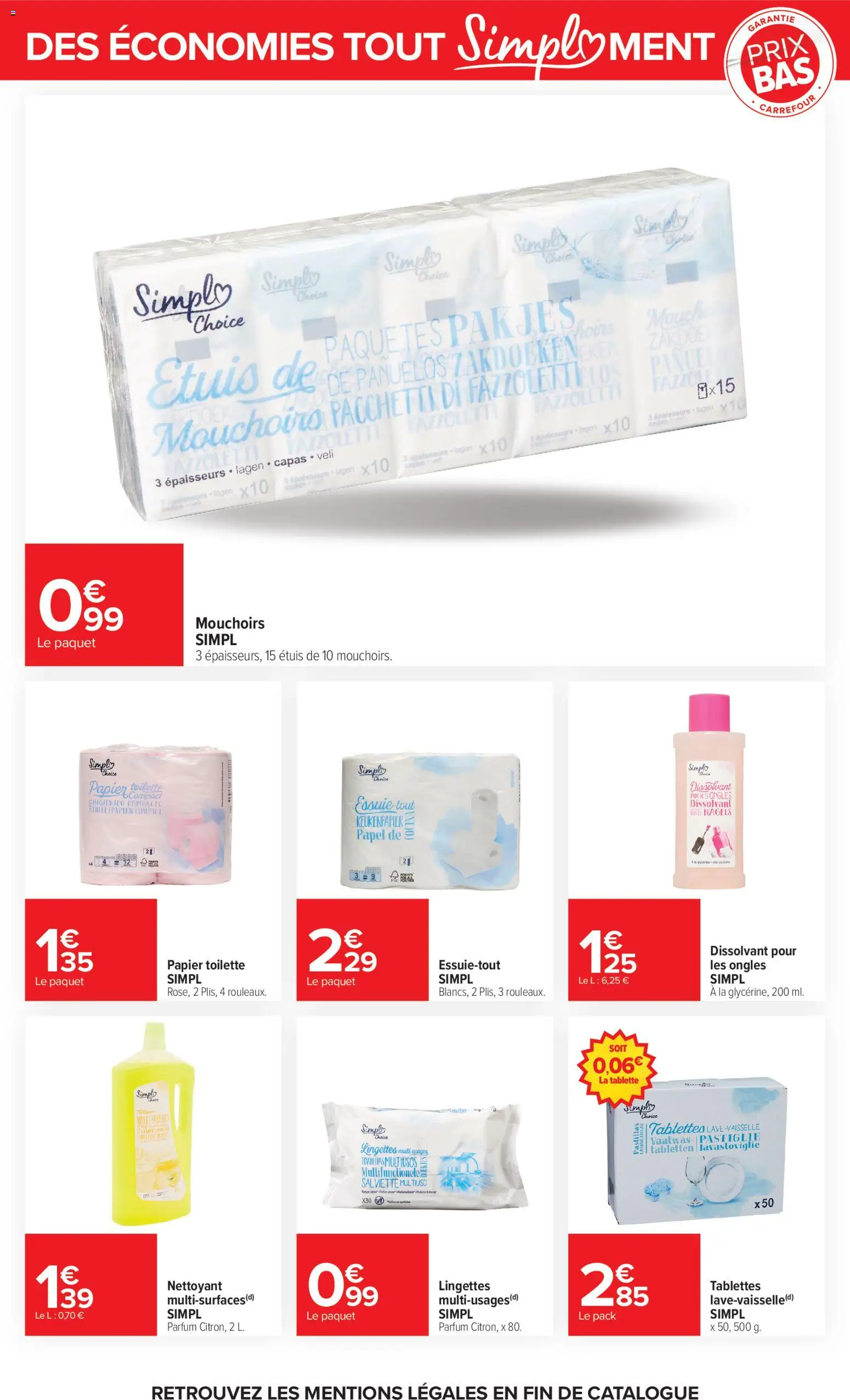 Prévisualisation de Carrefour Tout simplement du magasin Carrefour formulaire valide 03/11/2026 - Parfum, Tablette, Papier toilette, Mouchoirs, Dissolvant, Essuie-tout, Lave-vaisselle, Tablettes lave-vaisselle