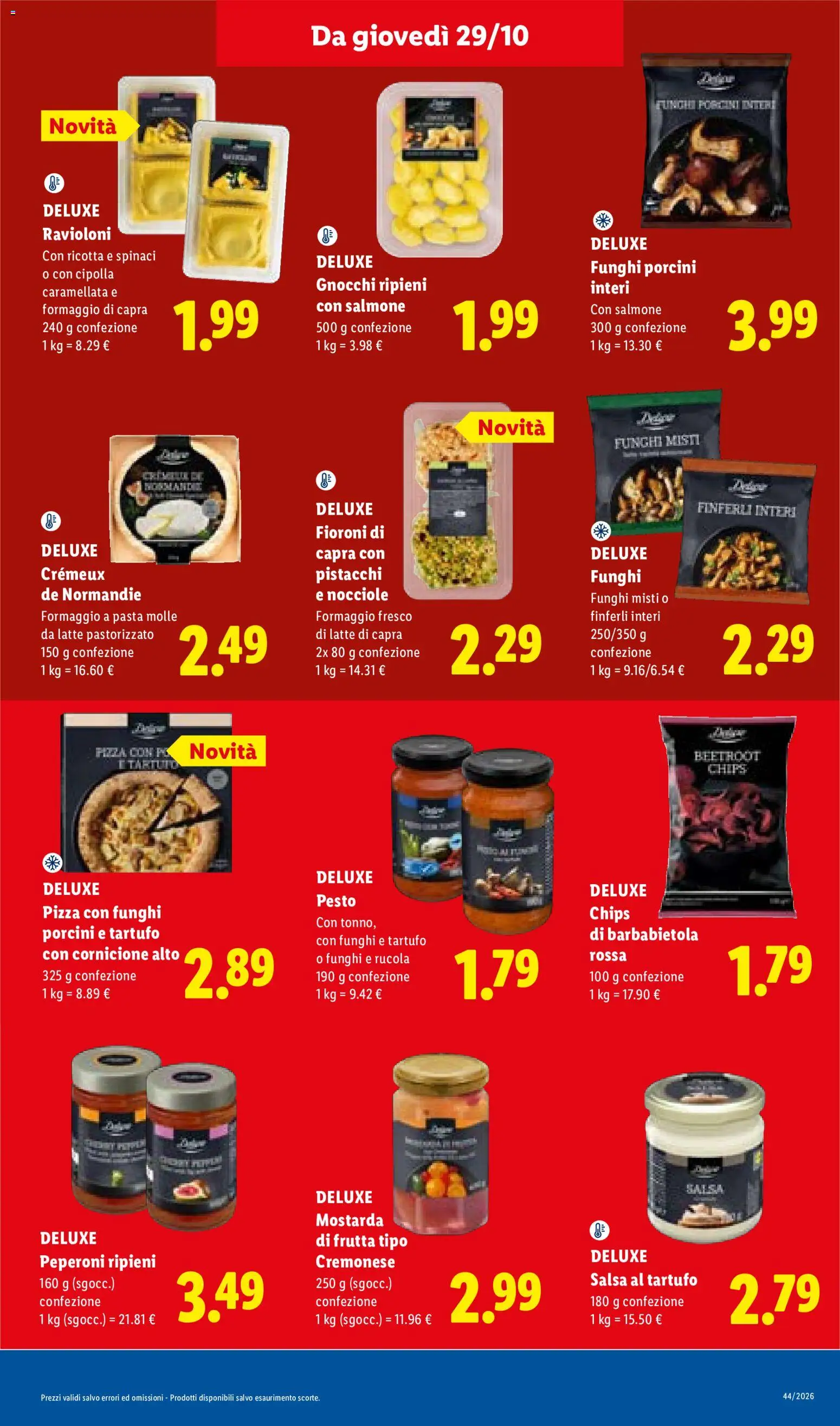 Anteprima dell'opuscolo Lidl volantino Sicilia dal negozio Lidl valido da 29/10/2026 - Latte, Formaggio, Salmone, Rucola, Cipolla, Pistacchi, Spinaci, Salsa