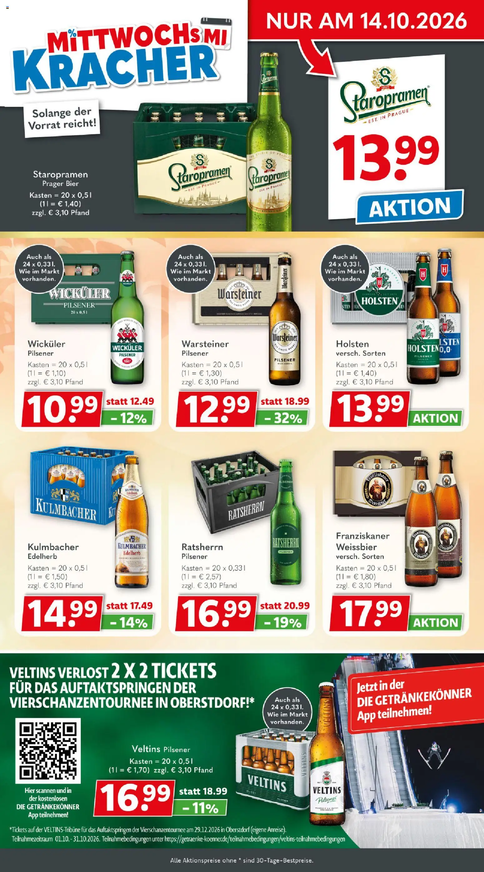 Vorschau von dem Prospekt des Geschäftes Getränkeland, gültig ab dem 12.10.2026 - Bier, Warsteiner, Veltins, Franziskaner, Weißbier, Holsten