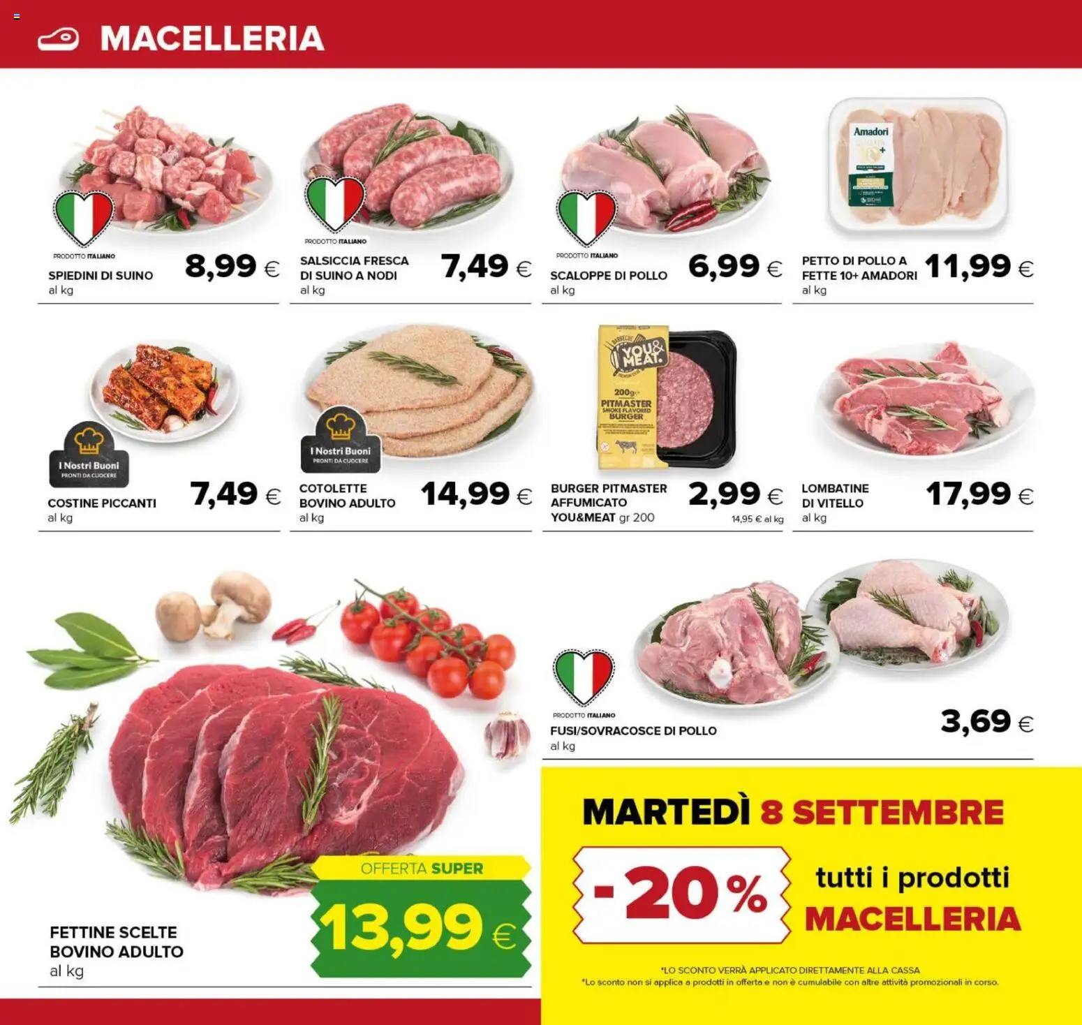 Anteprima dell'opuscolo Oasi volantino Spoltore dal negozio Oasi valido da 04/09/2026 - Pollo, Salsiccia, Bovino, Petto di Pollo, Vitello, Suino, Spiedini