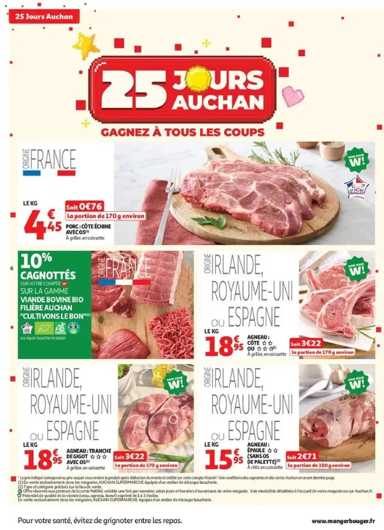Prévisualisation de Auchan 25 jours 1 supers du magasin Auchan formulaire valide 27/10/2026 - Agneau, Viande, Porc, Viande bovine