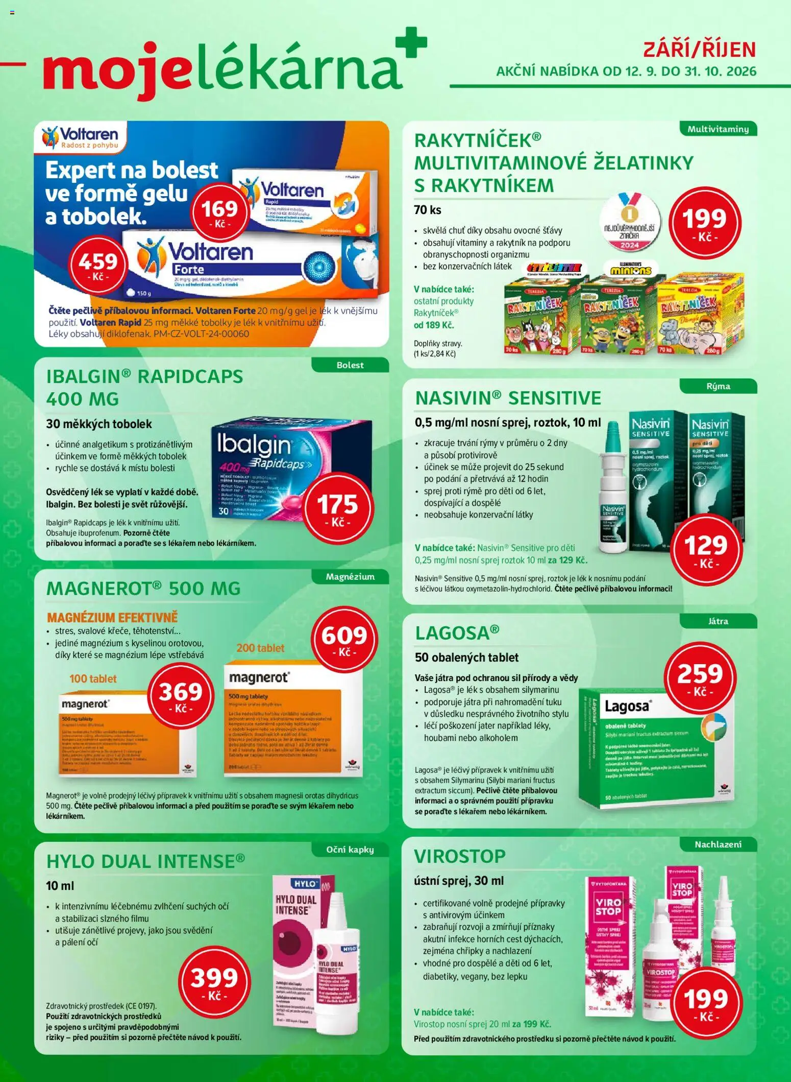 Náhled nabídky: Moje lékárna Moje lékárna leták platný od 12.09.2026 - Tablet, Ibalgin, Vitamíny, Játra, Oční kapky, Rakytníček, Voltaren Forte