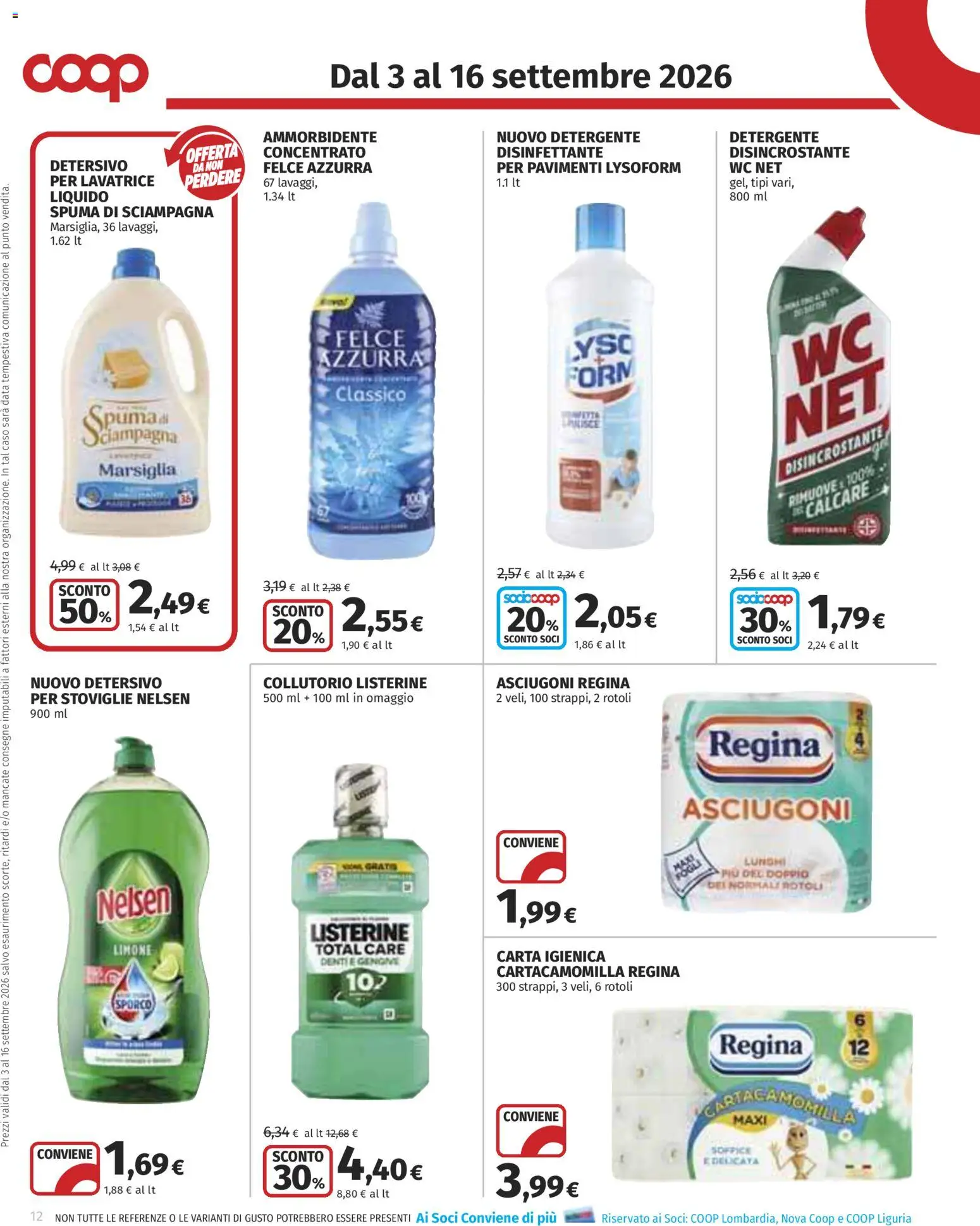 Anteprima dell'opuscolo COOP volantino Monza dal negozio COOP valido da 03/09/2026 - Lavatrice, WC, Carta igienica, Collutorio, Ammorbidente, Data, Detergente, Listerine