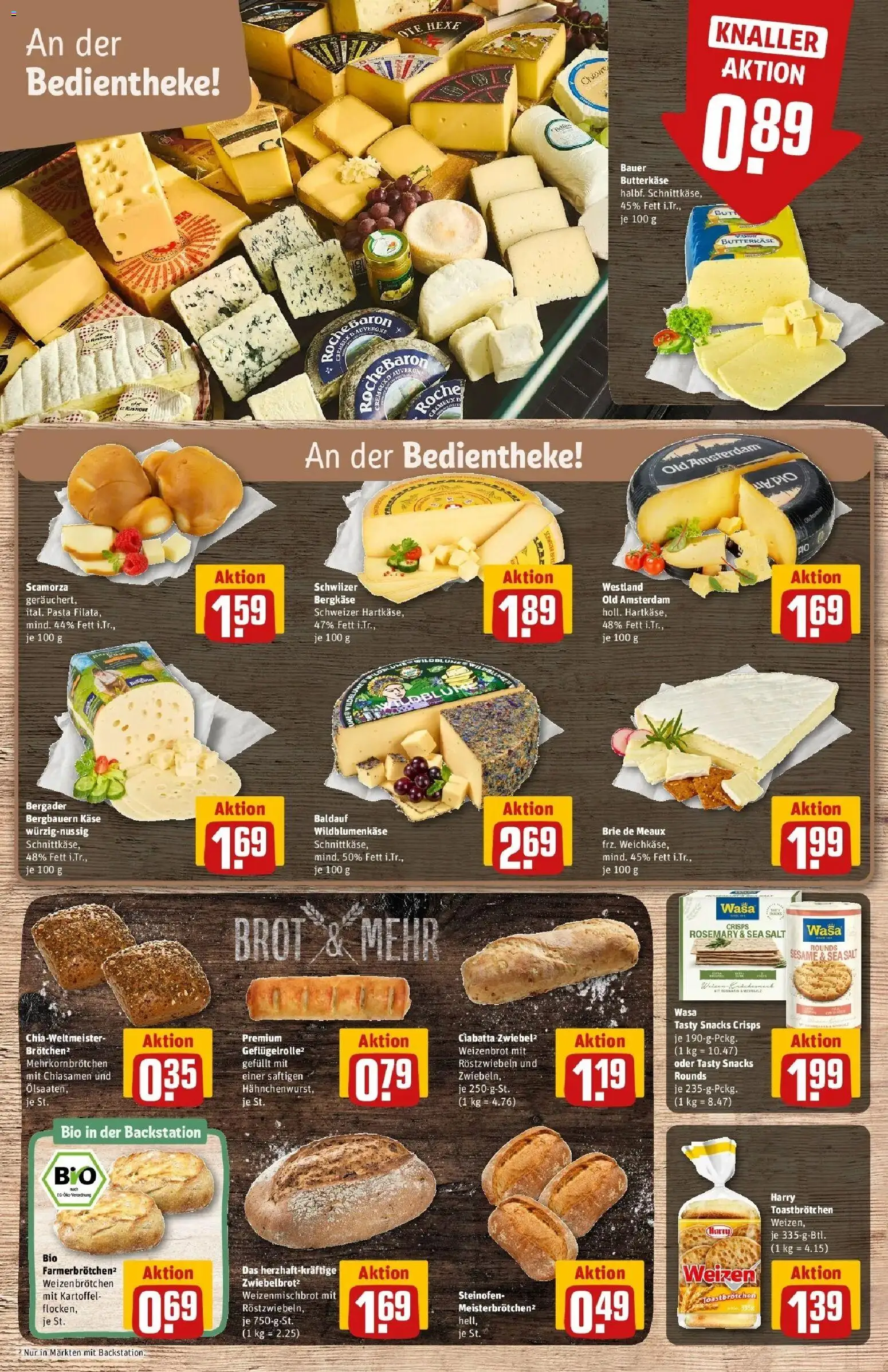 Vorschau von dem Prospekt des Geschäftes Rewe, gültig ab dem 02.03.2026 - Käse, Pasta, Brot, Toast, Flocken