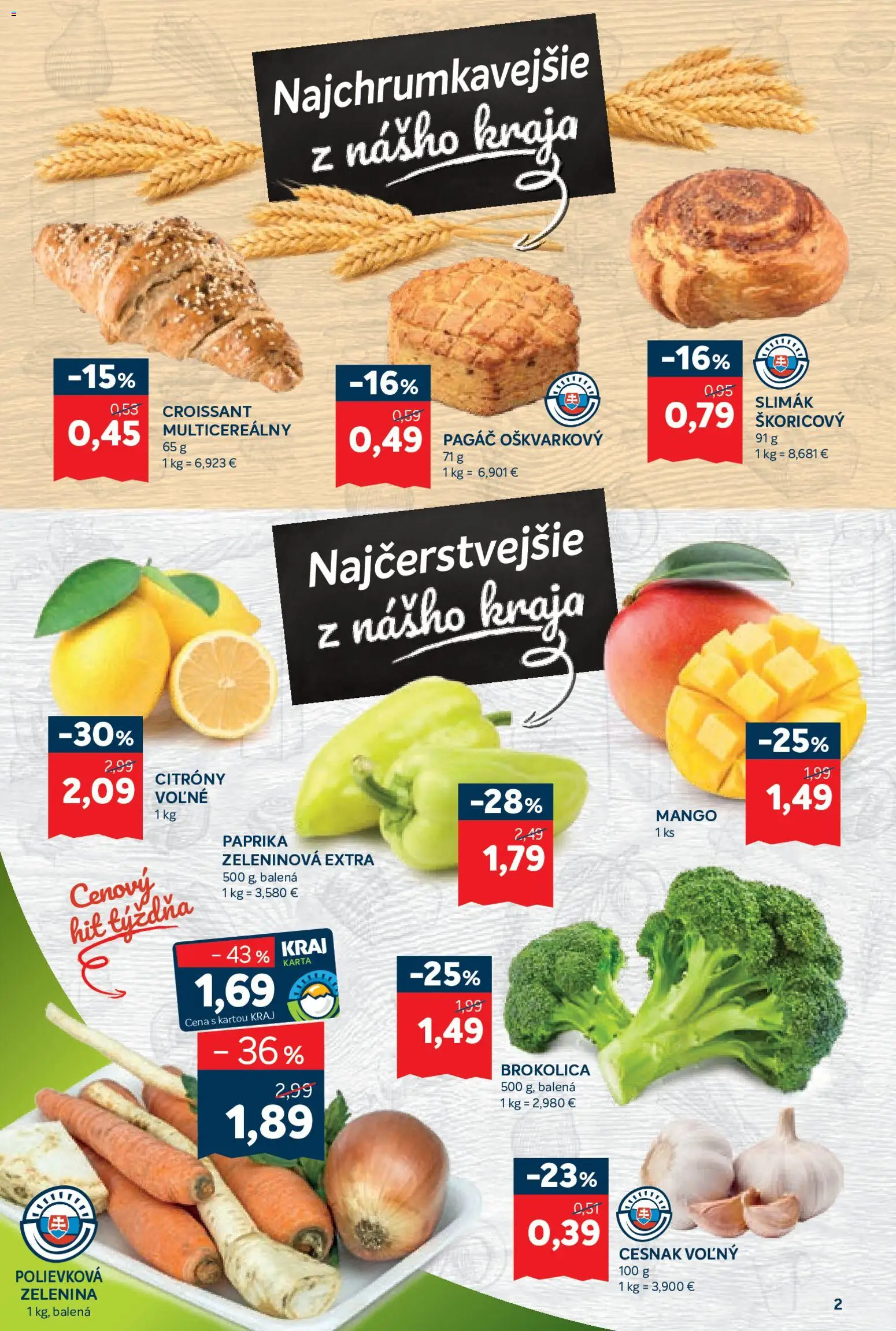 Náhľad Kraj letáku platného od 29.10.2026 - Mango, Paprika, Croissant, Zelenina, Brokolica, Cesnak, Citróny