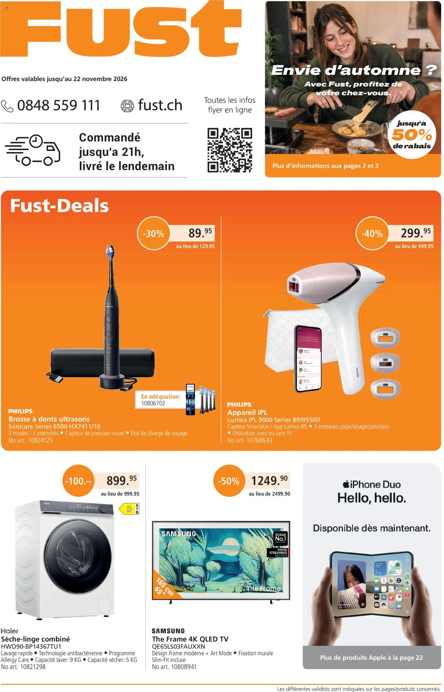 Vorschau des Merkblatts Fust aktionen FR vom Shop Fust gültig von 26.10.2026 bis 22.11.2026 - Apple, Samsung, TV, Philips