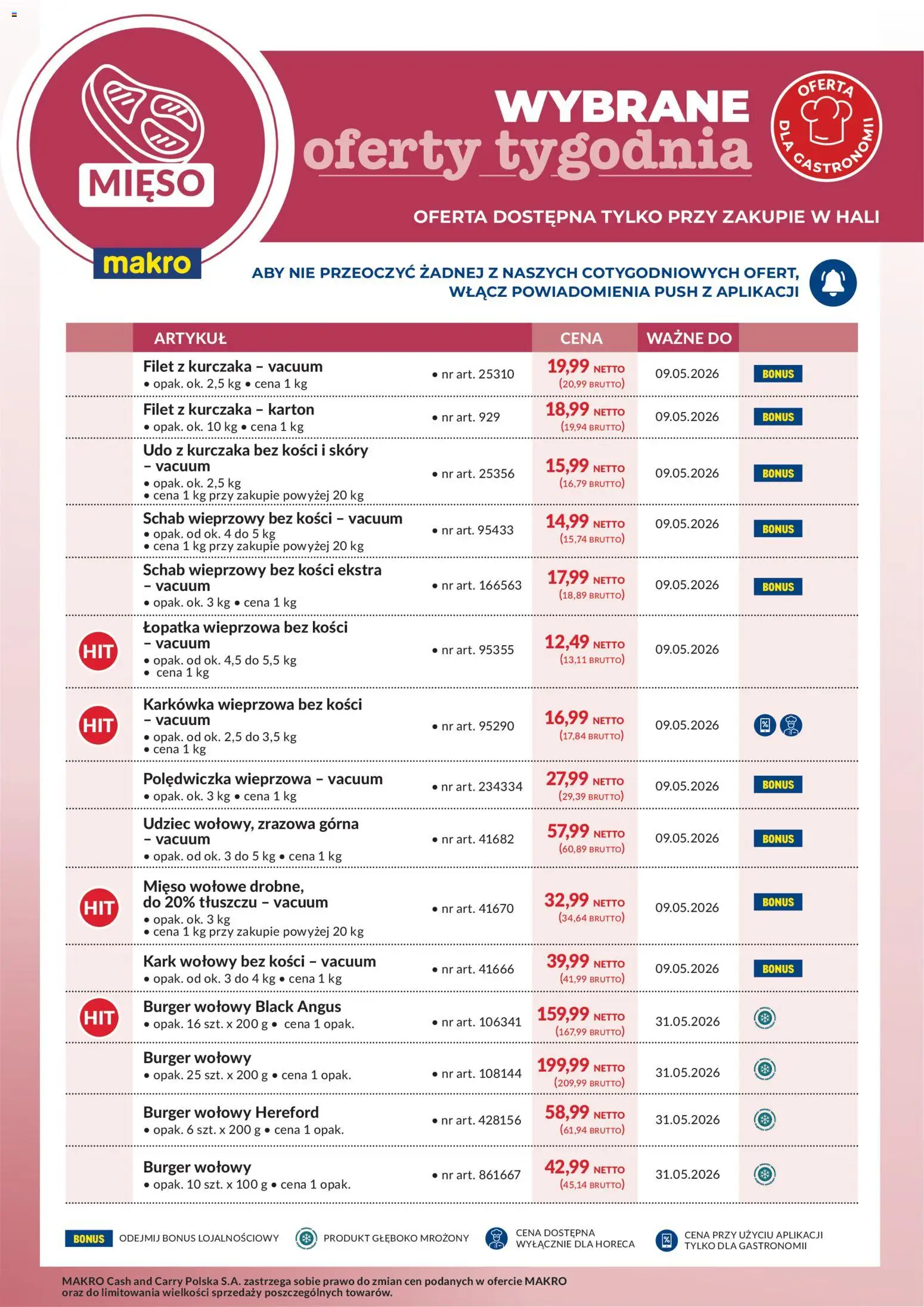 Pogląd gazetki "Makro gazetka - Wybrane oferty tygodnia" ze sklepu Makro ważnej od 04.05.2026 - Burger, Mięso, Schab, Karkówka, Łopatka wieprzowa, Burger wołowy, Karkówka wieprzowa, Łopatka wieprzowa bez kości