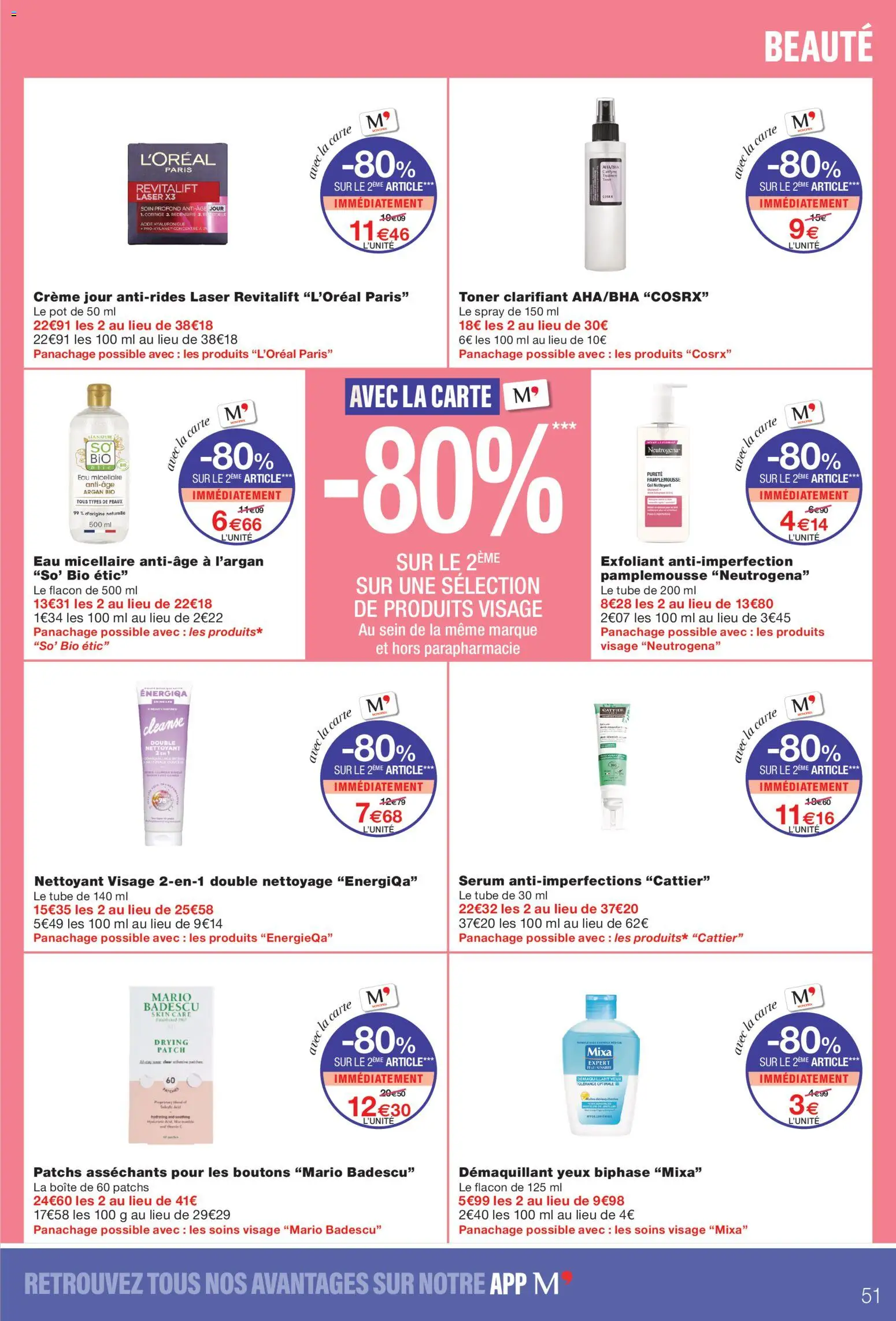 Prévisualisation de Monoprix catalogue du magasin Monoprix formulaire valide 08/09/2026 - Acide hyaluronique, Crème, Pamplemousse, Serum, Eau micellaire, Toner, Démaquillant, Exfoliant