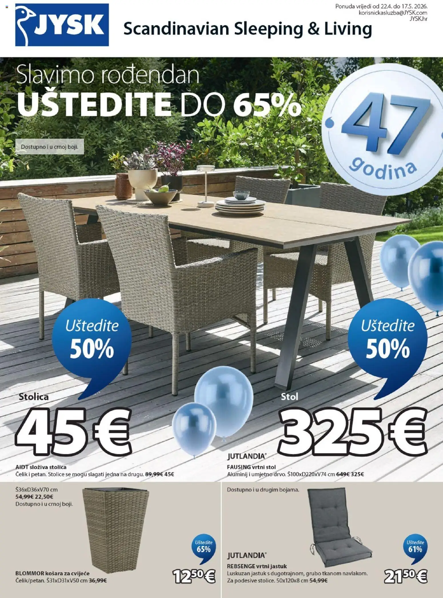 Pregled letka JYSK Katalog trgovine JYSK vrijedi od 22.04.2026