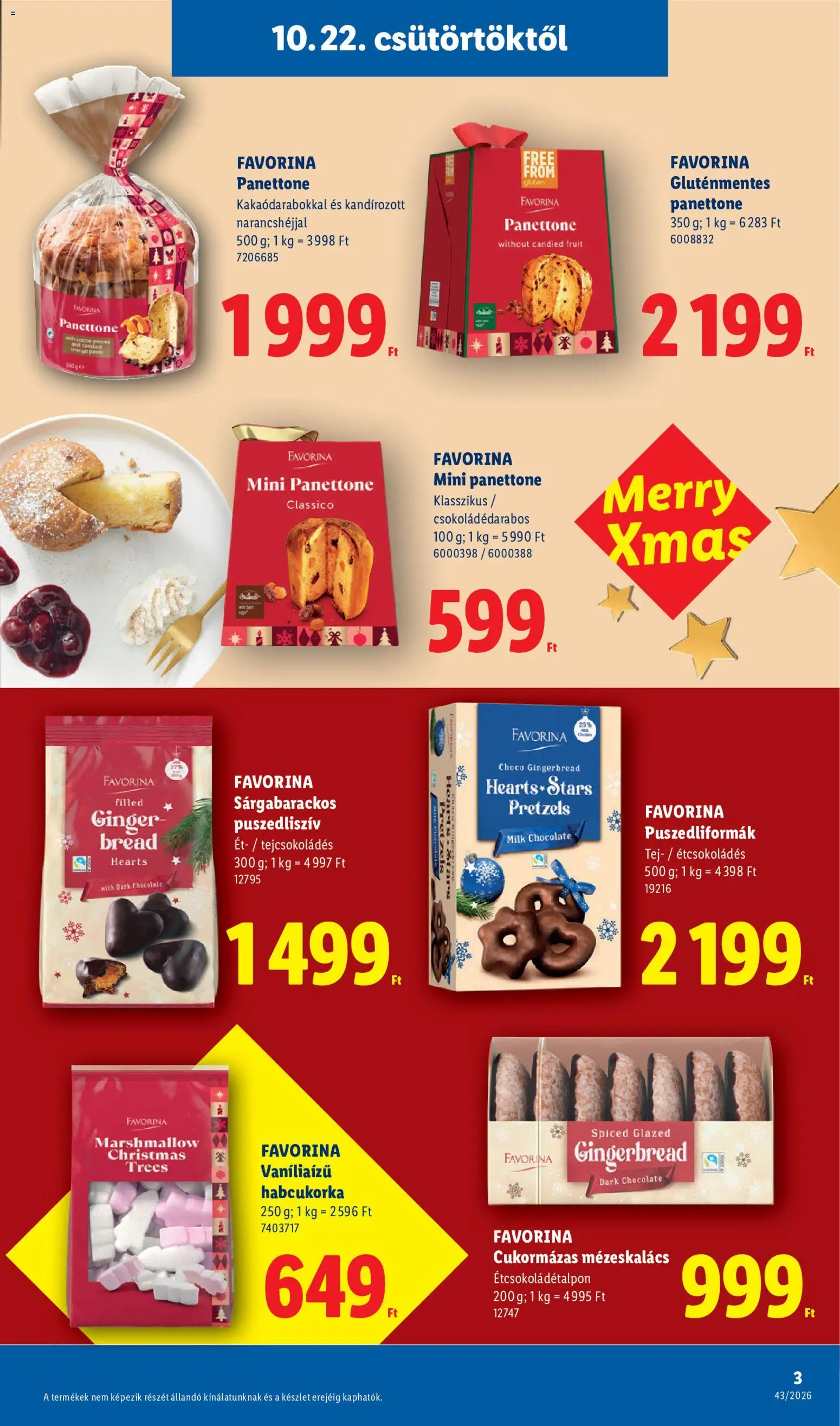 Lidl - Lidl Favorina katalogus megtekintése, amely érvényes 2026.10.22.-től - Mézeskalács, Tej, Gluténmentes, Panettone, Étcsokoládé