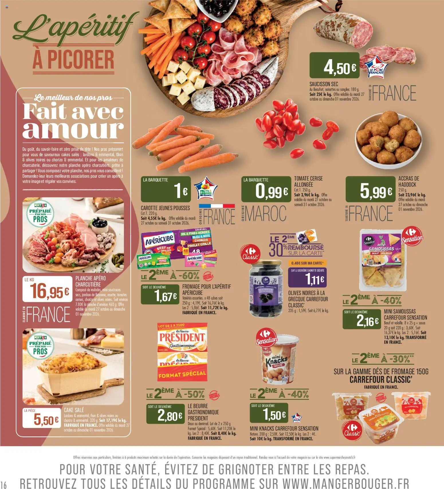 Prévisualisation de Match Supermarché - La match mania du magasin Match Supermarché formulaire valide 27/10/2026 - Saucisson, Cake, Tomate, Beurre, Jambon, Chorizo, Porc, Prise