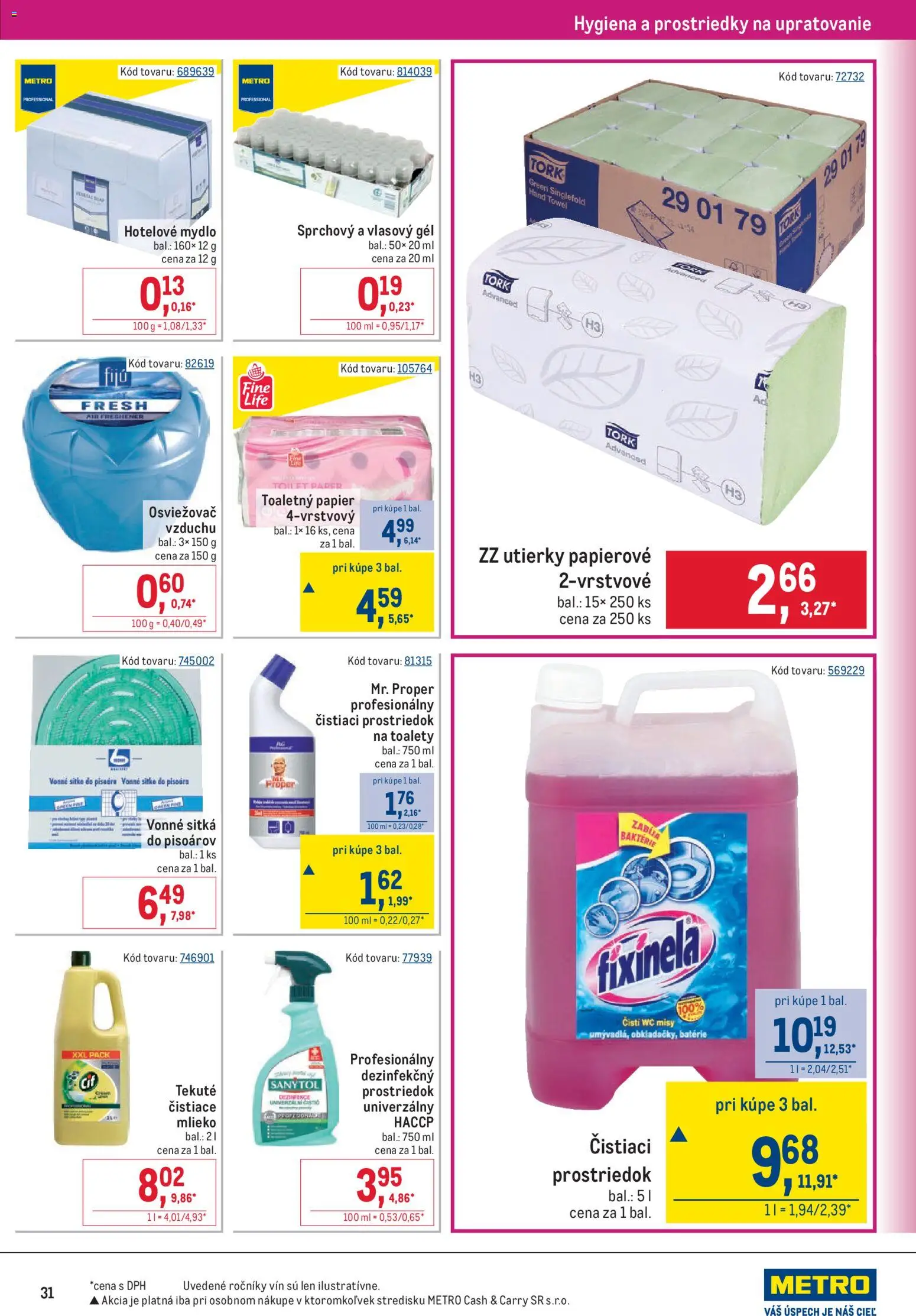 Náhľad Metro letáku platného od 07.10.2026 - Wc, Mlieko, Toaletný papier, Sanytol, Batérie, Mydlo, Čistiaci prostriedok, Utierky