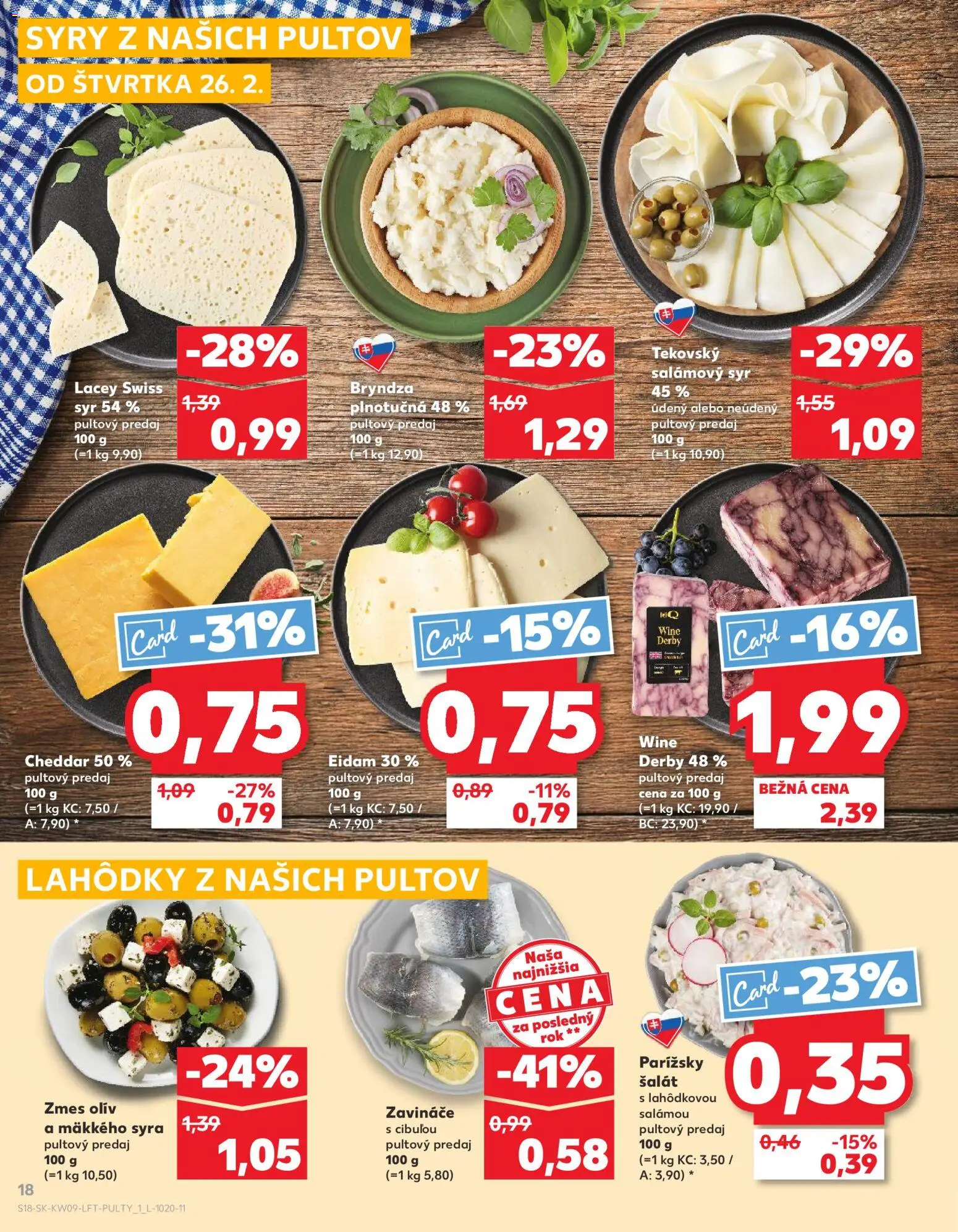 Náhľad Kaufland letáku platného od 26.02.2026 - Syr, Bryndza, Šalát, Cheddar, Eidam