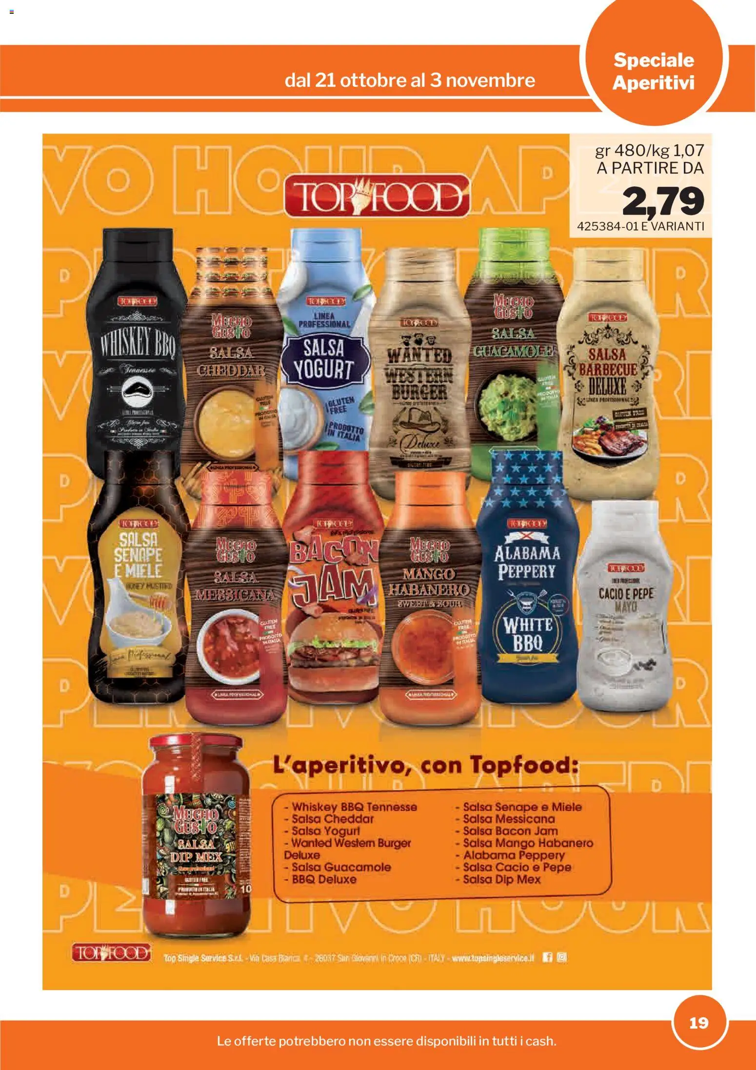 Anteprima dell'opuscolo Sogegross volantino Aperitivi dal negozio Sogegross valido da 21/10/2026 - Mango, Miele, Guacamole, Barbecue, Bacon, Senape, Cheddar, Salsa