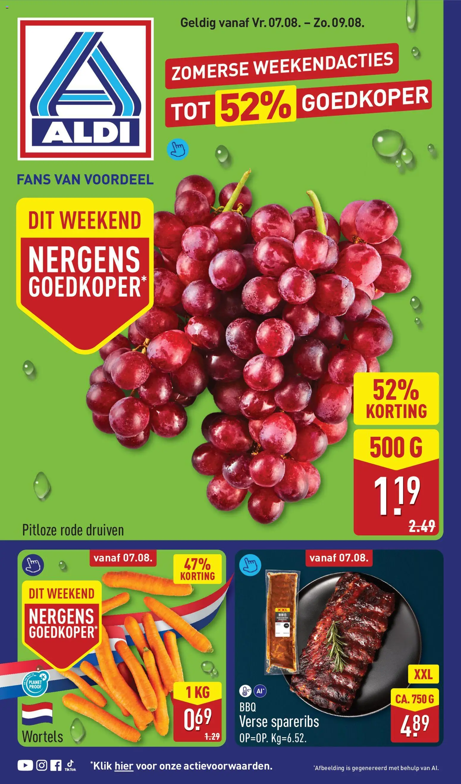 Voorbeeld van Aldi folder - Weekendfolder van winkel Aldi geldig vanaf 07-08-2026 - Wortels, Druiven
