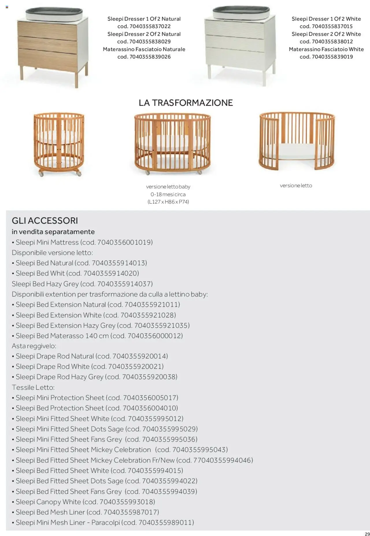 Anteprima dell'opuscolo Catalogo Camarette e Lettini dal negozio Prenatal valido da 01/01/2025 - Letto, Materasso, Fasciatoio, Culla, Lettino