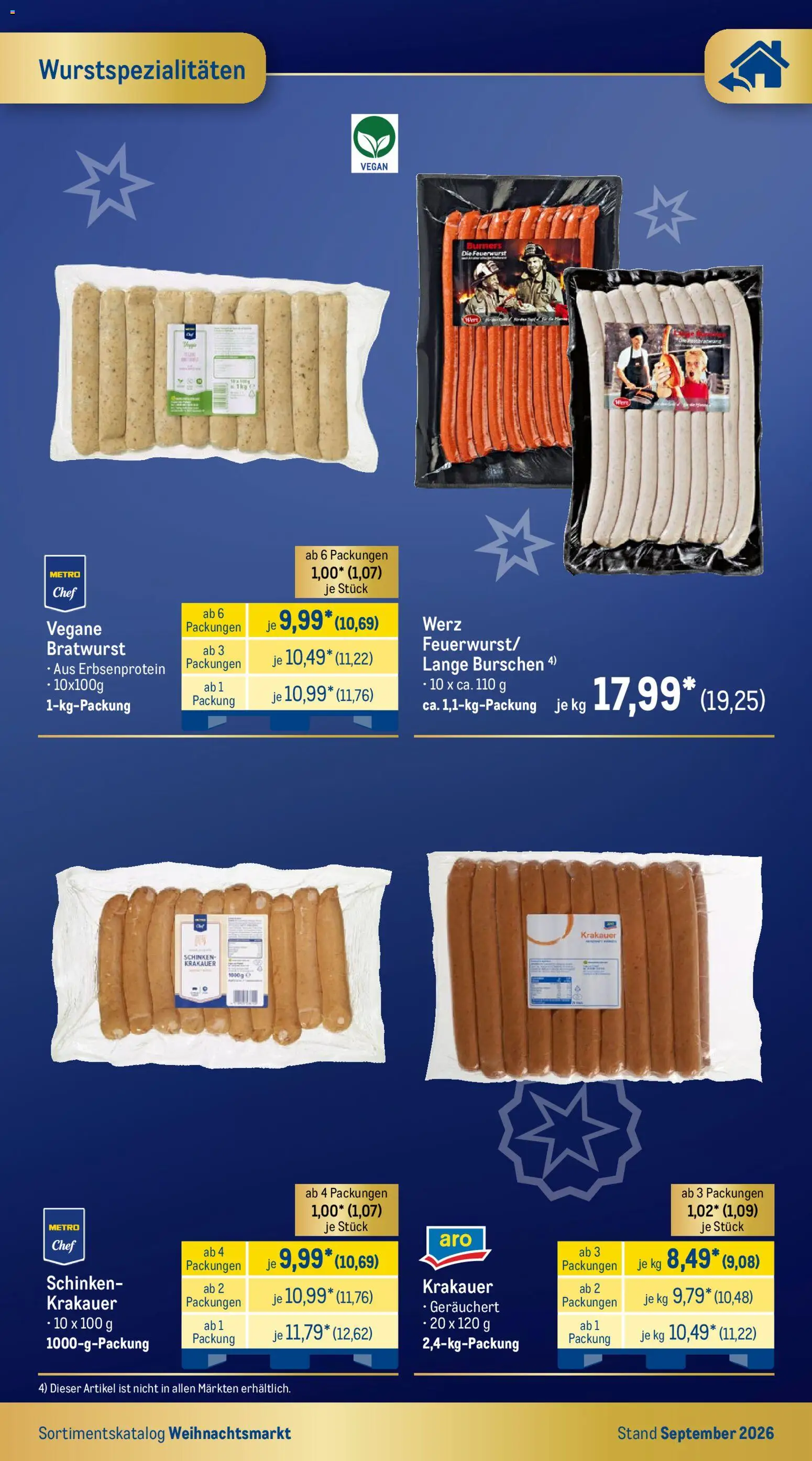 Vorschau von dem Prospekt des Geschäftes Metro, gültig ab dem 01.09.2026 - Bratwurst, Schinken