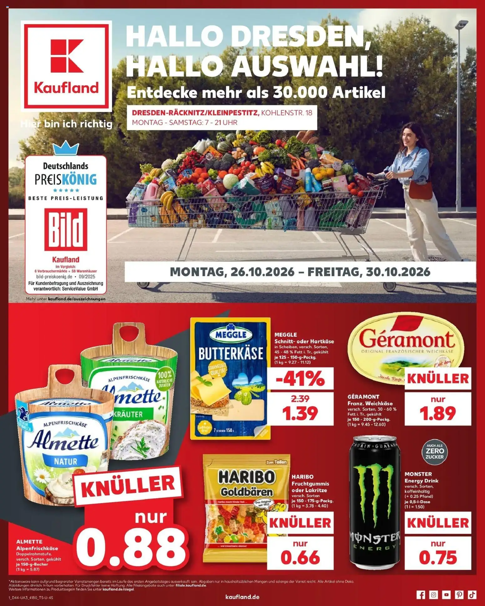 Vorschau von dem Prospekt des Geschäftes Kaufland, gültig ab dem 26.10.2026 - Uhr, Haribo, Monster, Zucker, Energy, Geramont, Almette