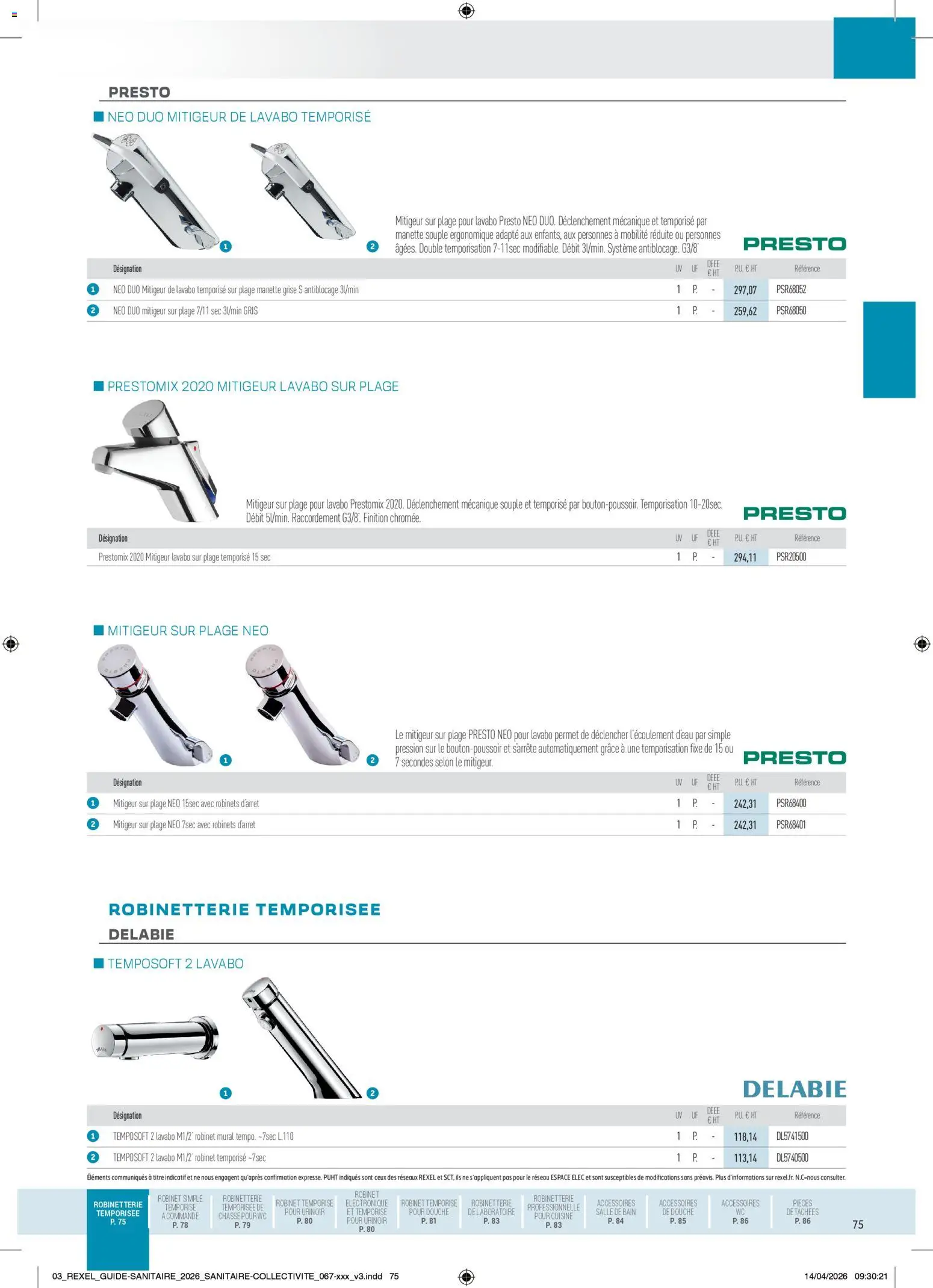 Prévisualisation de Rexel - Brochure Sanitaire du magasin Rexel formulaire valide 20/04/2026 - Douche, Robinet, Lavabo, Mitigeur lavabo, Mitigeur de lavabo