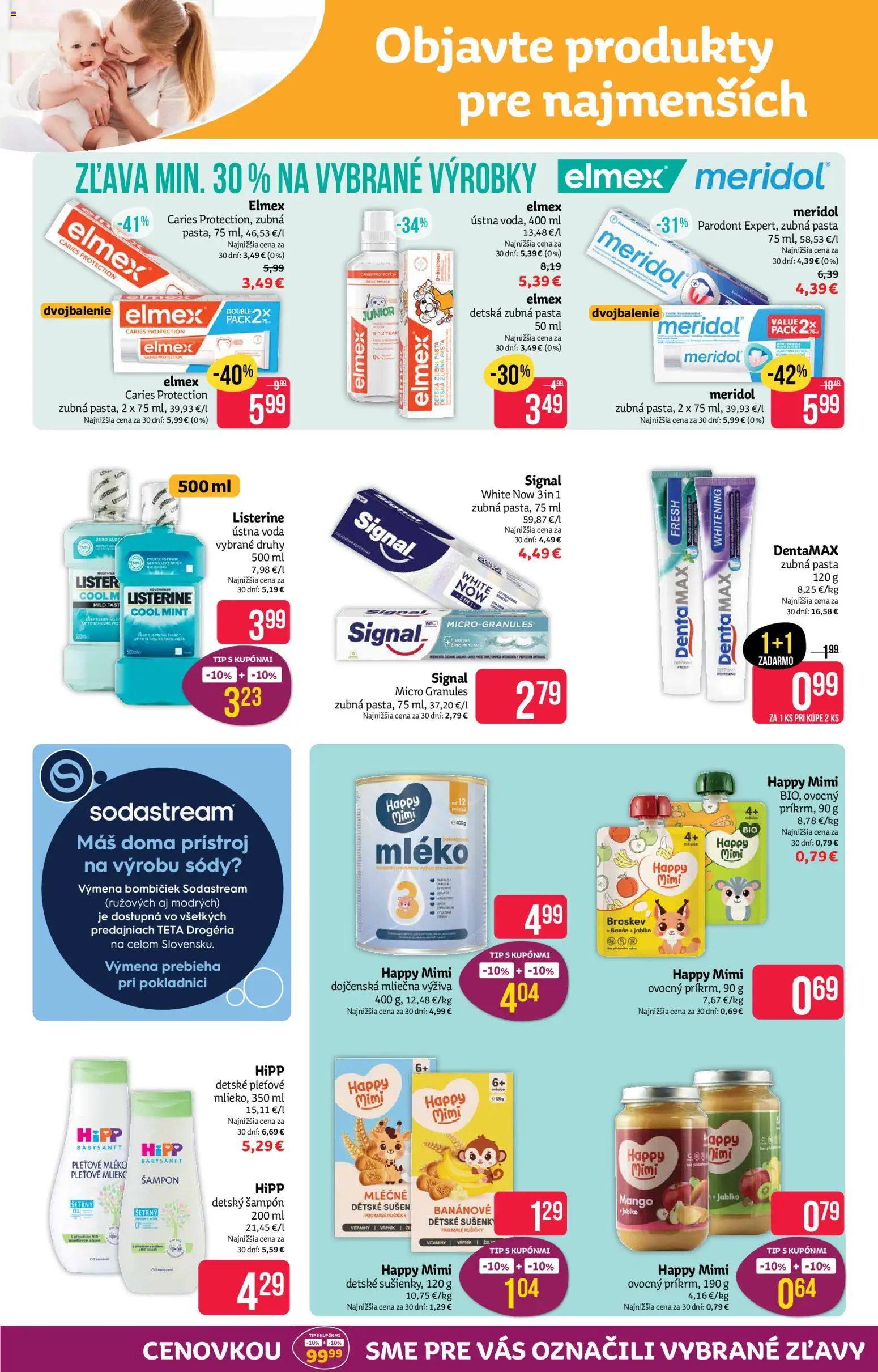 Náhľad Teta drogerie letáku platného od 12.10.2026 - Mango, Sodastream, Voda, Mlieko, Listerine, Šampón, Zubná pasta, Ústna voda