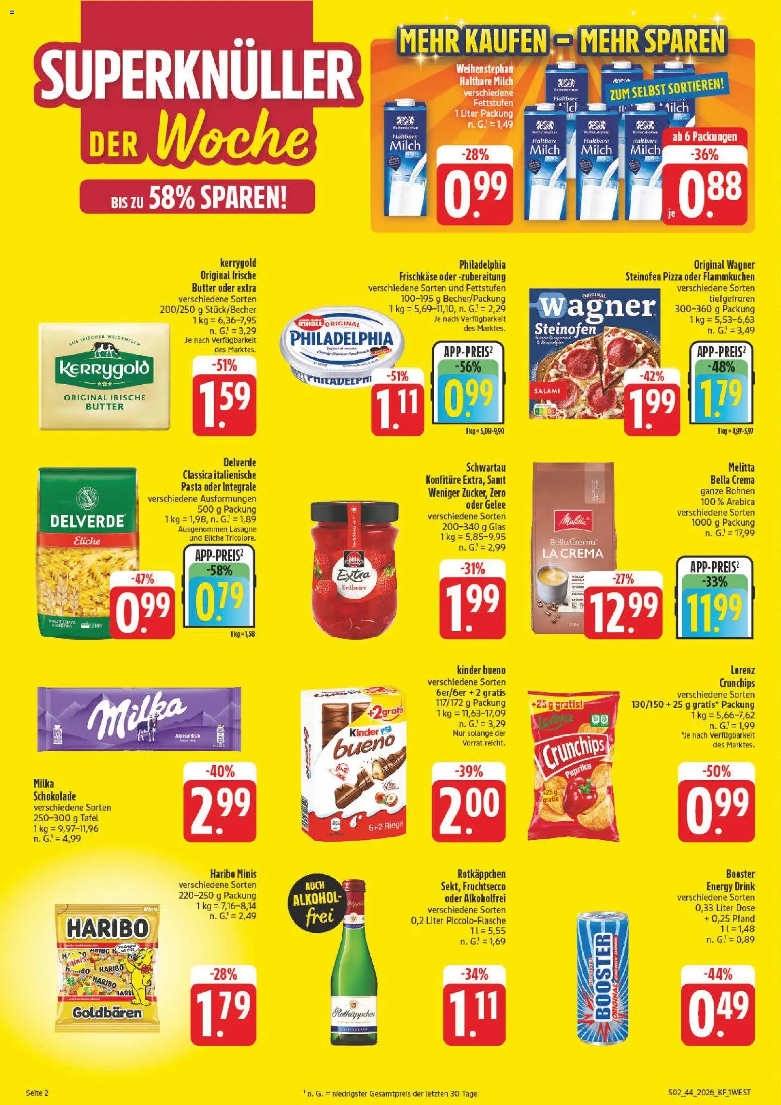 Vorschau von dem Prospekt des Geschäftes nah & gut, gültig ab dem 26.10.2026 - Schokolade, Haribo, Lasagne, Philadelphia, Milka, Paprika, Salami, Frischkase