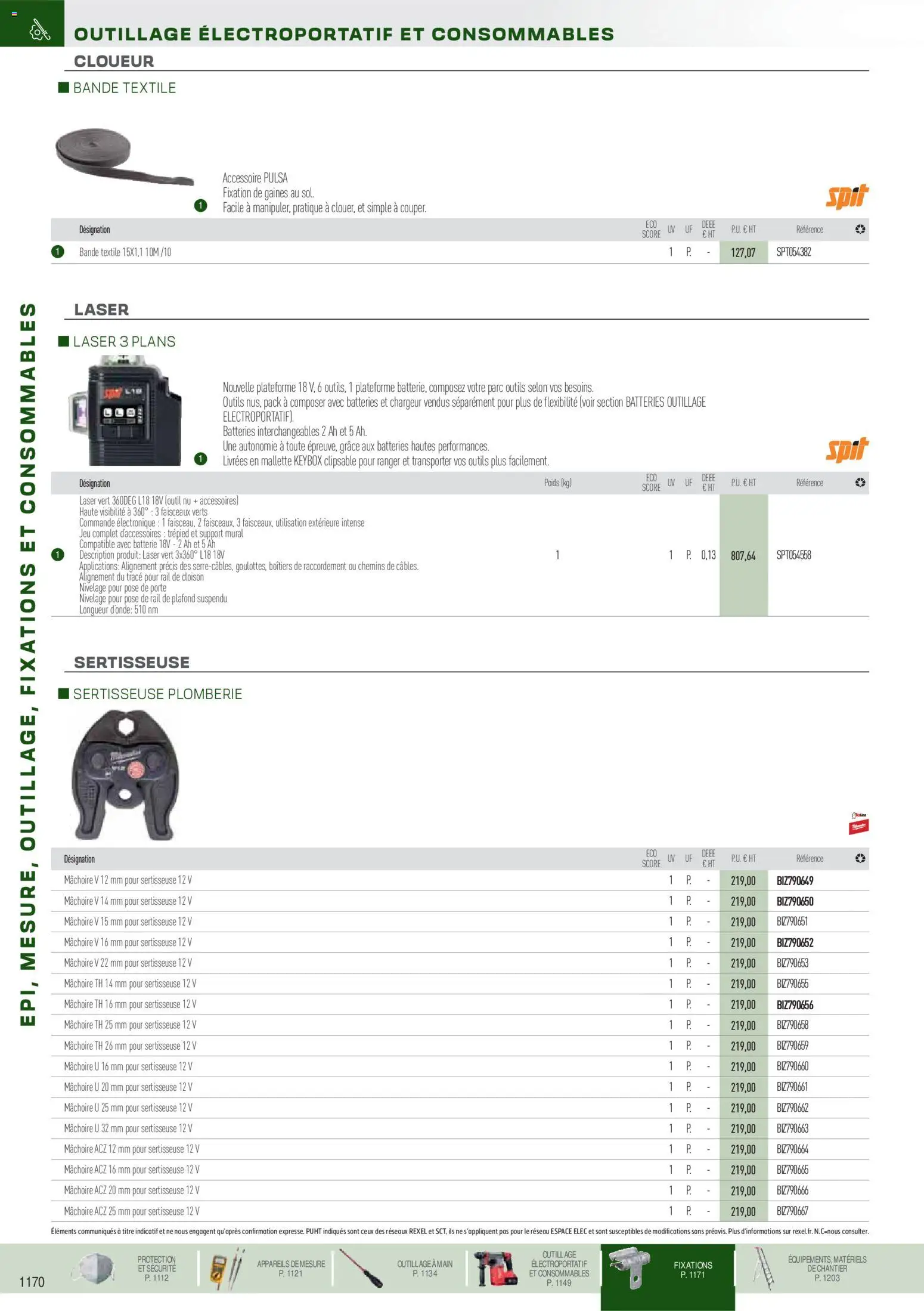 Prévisualisation de Brochure EPI, mesure, outillage, fixations et consommables du magasin Rexel formulaire valide 18/11/2025 - Batterie, Porte, Outils, Poids, Support mural