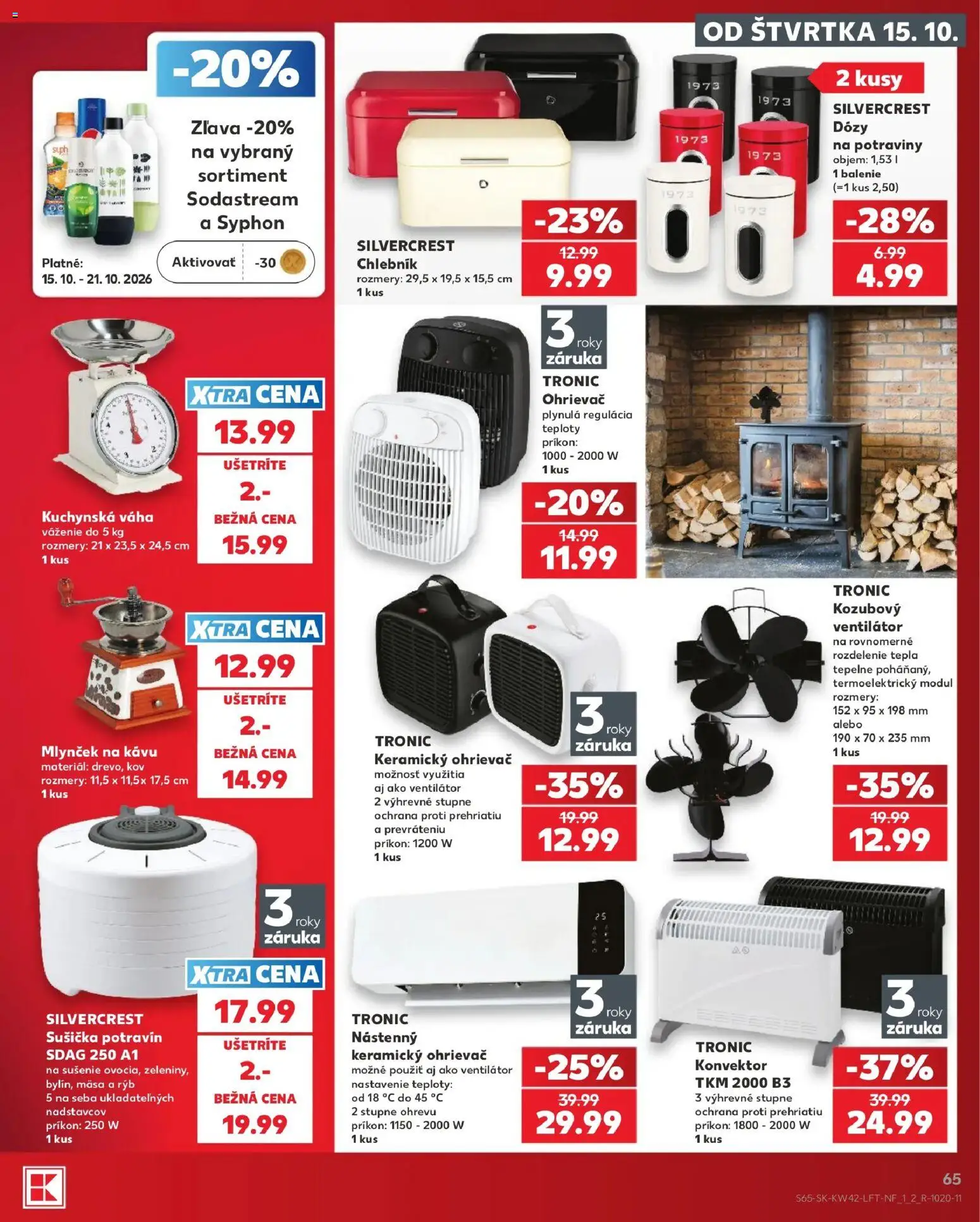 Náhľad Kaufland letáku platného od 15.10.2026 - Sodastream, Mlynček na kávu, Váha, Ventilátor, Ohrievač, Sušička, Mlynček