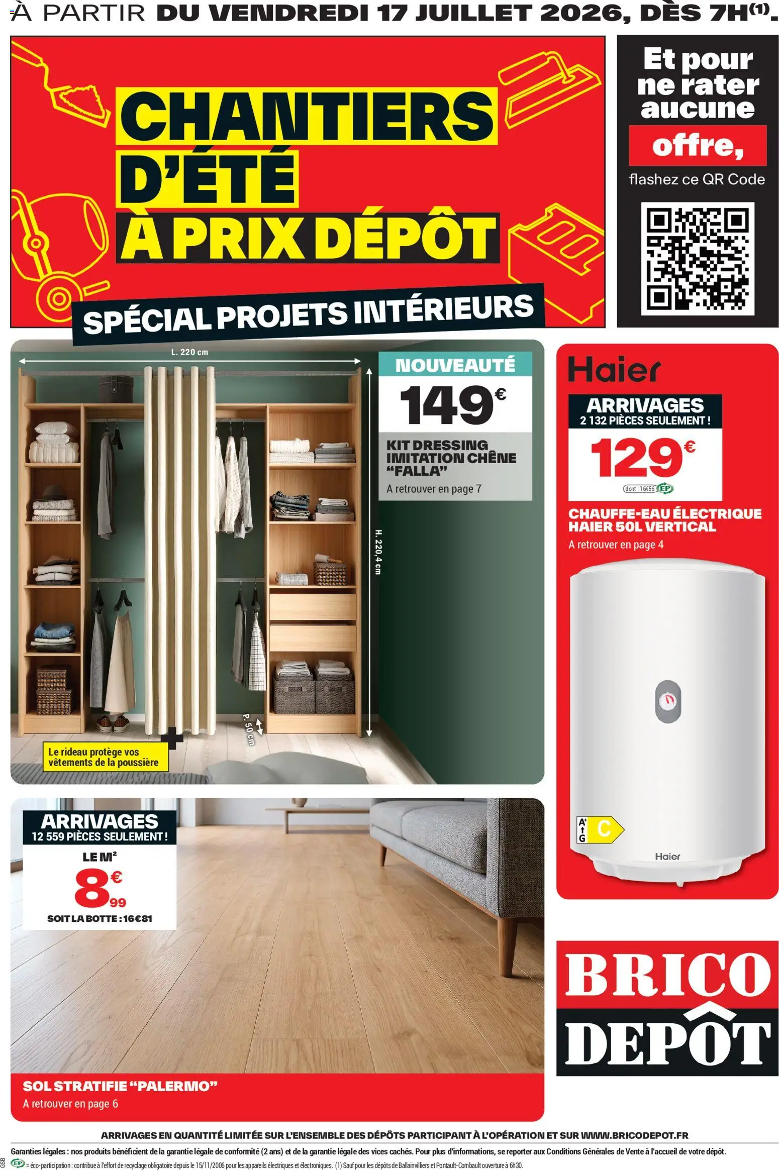 Prévisualisation de Brico Dépôt catalogue du magasin Brico Dépôt formulaire valide 17/07/2026 - Dressing, Vêtements, Rideau, Kit dressing, Sol stratifié