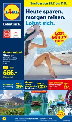 Vorschau des Merkblatts Lidl aktionen Reise-Highlights vom Shop Lidl gültig von 29.07.2026 bis 31.08.2026