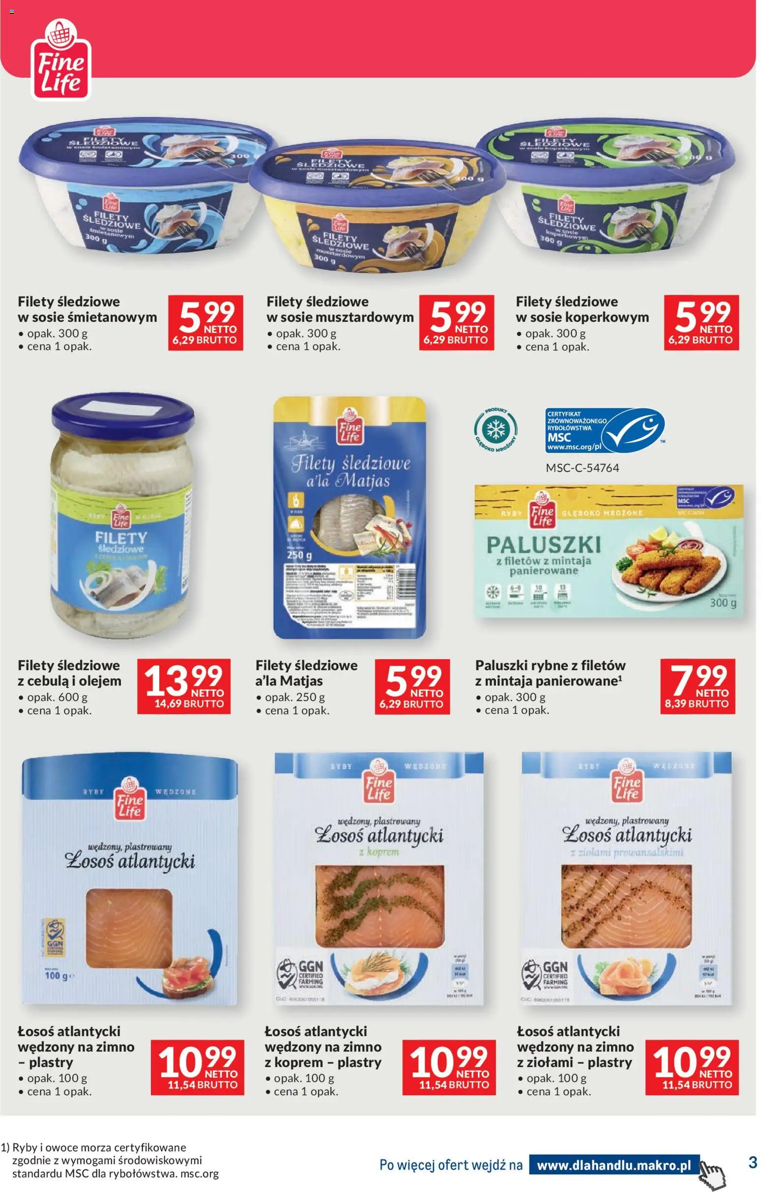 Pogląd gazetki "Makro gazetka - Dystrybucja do sklepów" ze sklepu Makro ważnej od 27.10.2026 - Ryby, Owoce, Łosoś, Owoce morza, Paluszki, Łosoś atlantycki, Filety śledziowe w sosie śmietanowym, Filety śledziowe a'la matjas