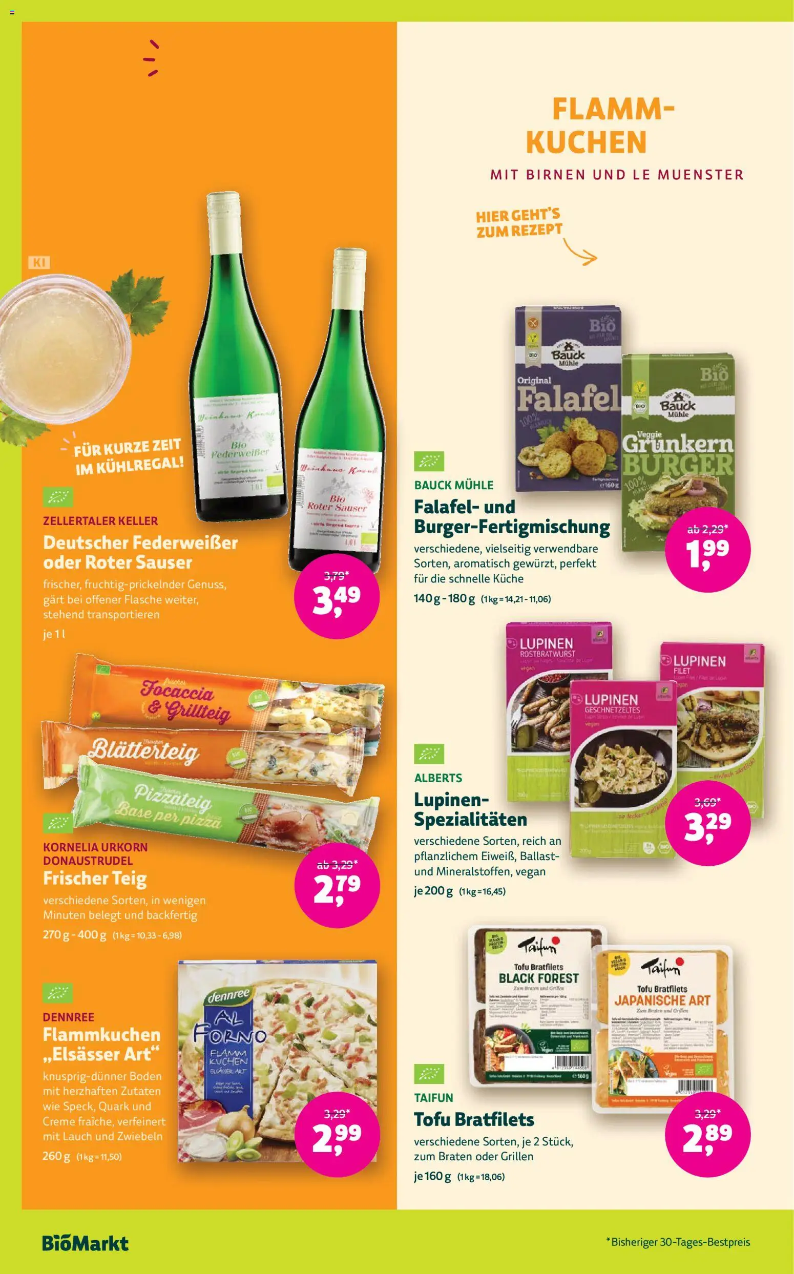 Vorschau von dem Prospekt des Geschäftes BioMarkt, gültig ab dem 09.09.2026 - Pizza, Burger, Kuchen, Lauch, Mühle, Creme, Zwiebeln, Spezialitäten