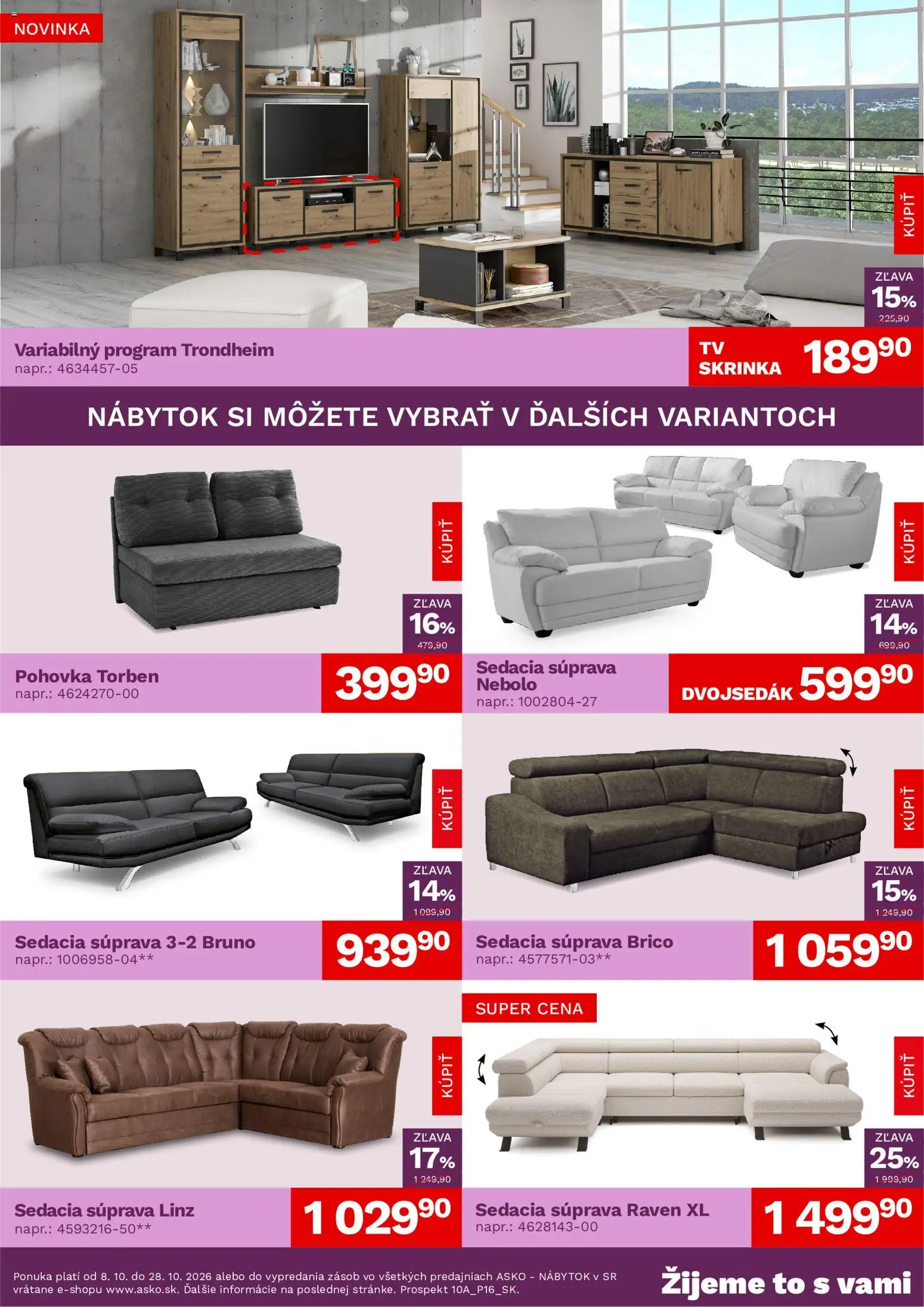 Náhľad ASKO nábytok letáku platného od 08.10.2026 - Nábytok, Sedacia súprava, Pohovka, Skrinka