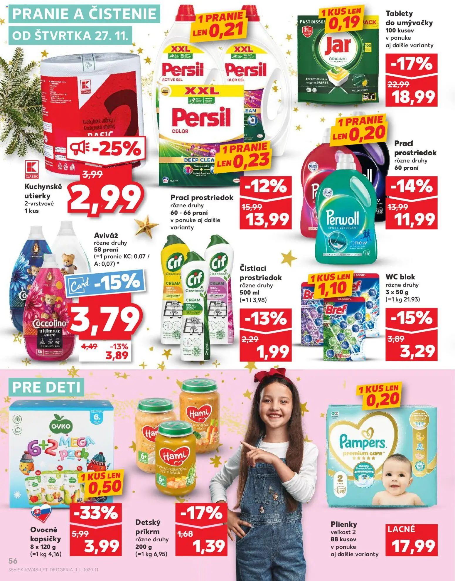 Náhľad Kaufland letáku platného od 27.11.2025 - Jar, Pampers, Plienky, Perwoll, Coccolino, Aviváž, Čistiaci prostriedok, Wc blok