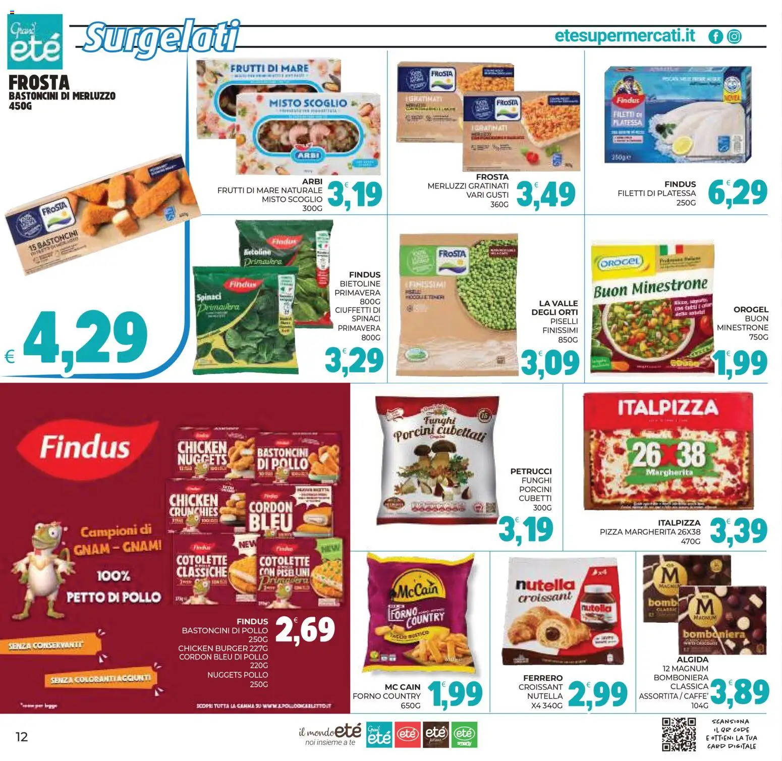 Anteprima dell'opuscolo Eté volantino Grandeté dal negozio Eté valido da 23/10/2026 - Pizza, Forno, Nutella, Petto di Pollo, Nuggets, Minestrone, Spinaci, Frutti di mare